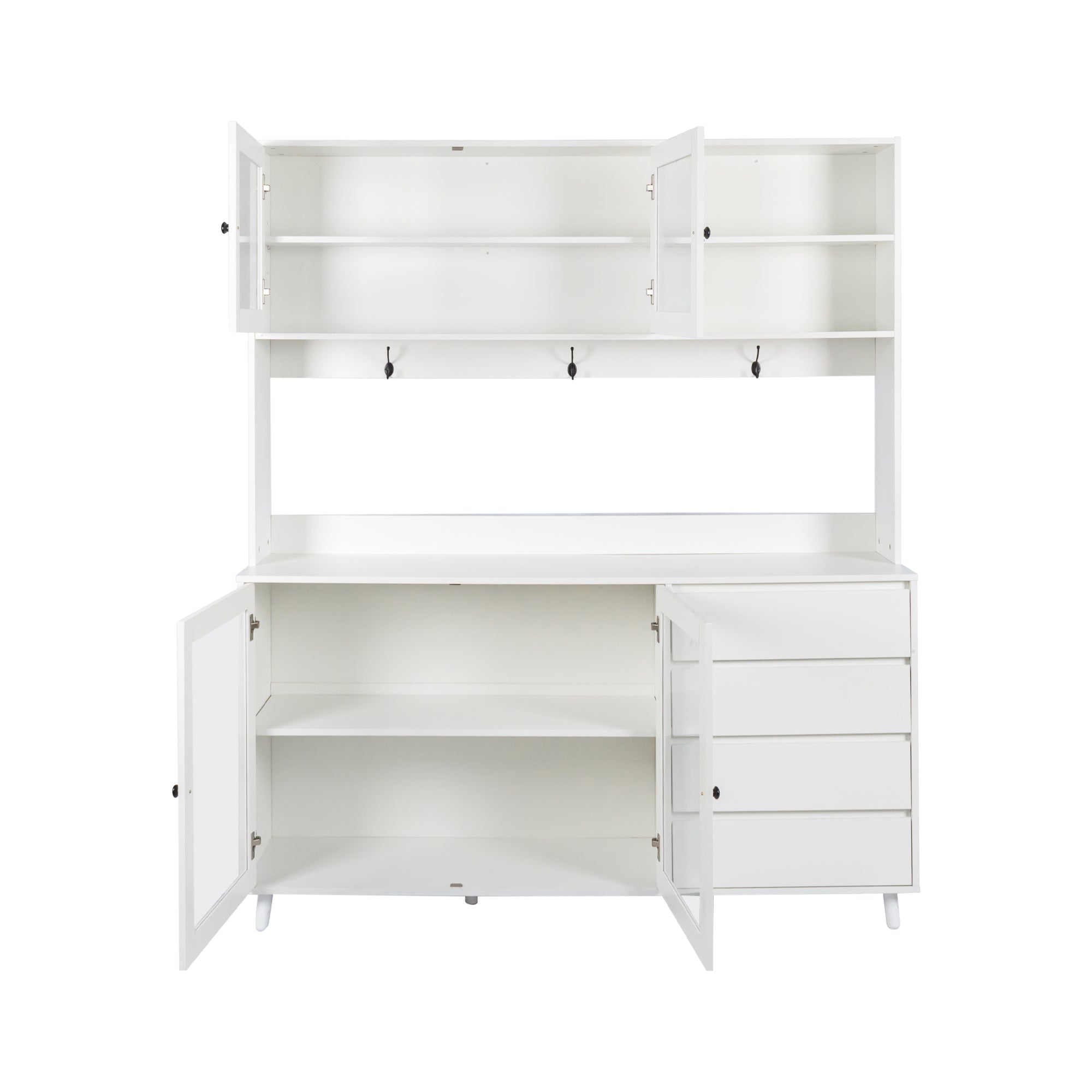 63 'W large kitchen cabinet, independent food cabinet (white) - KiKiUMi