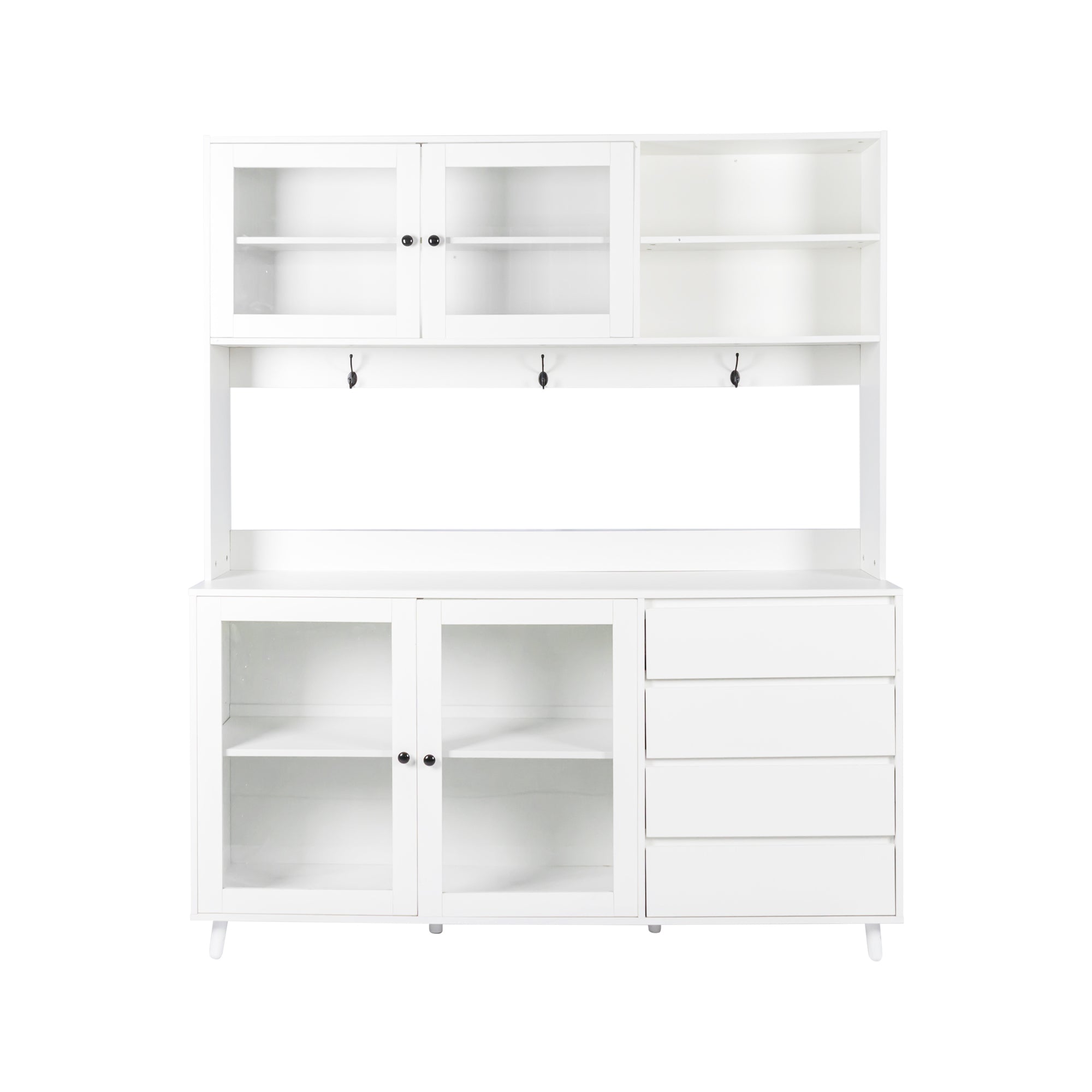 63 'W large kitchen cabinet, independent food cabinet (white) - KiKiUMi