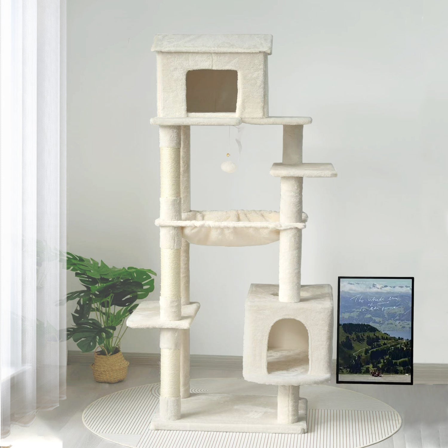 64 - inch indoor multi - storey cat tree(beige) - KiKiUMi