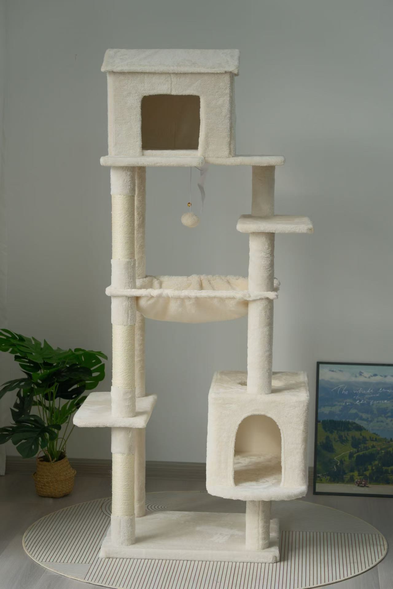 64 - inch indoor multi - storey cat tree(beige) - KiKiUMi