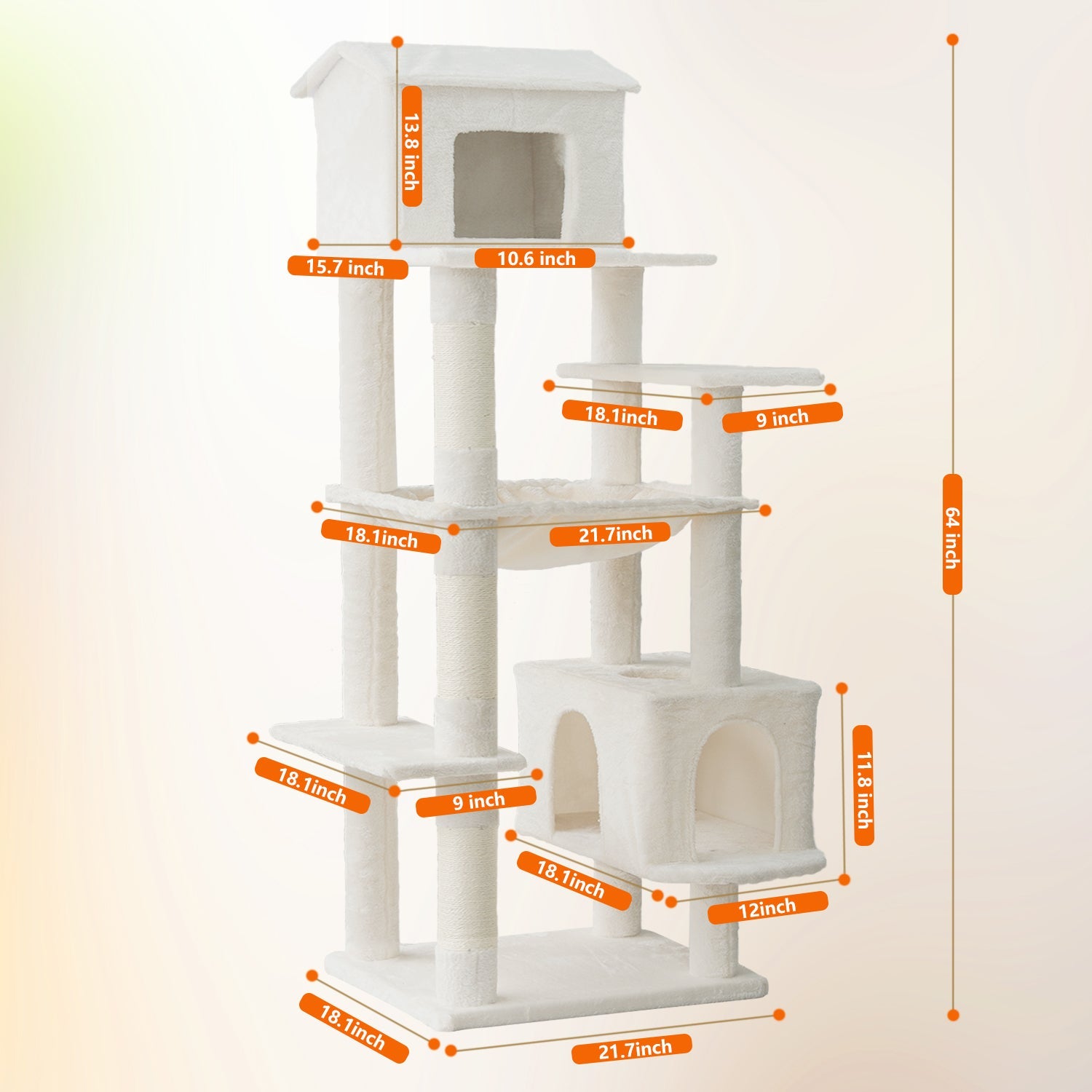 64 - inch indoor multi - storey cat tree(beige) - KiKiUMi