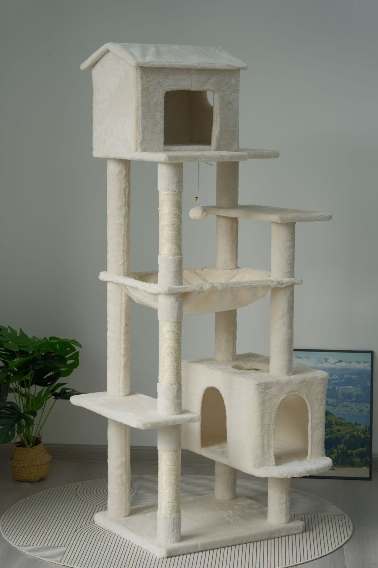 64 - inch indoor multi - storey cat tree(beige) - KiKiUMi