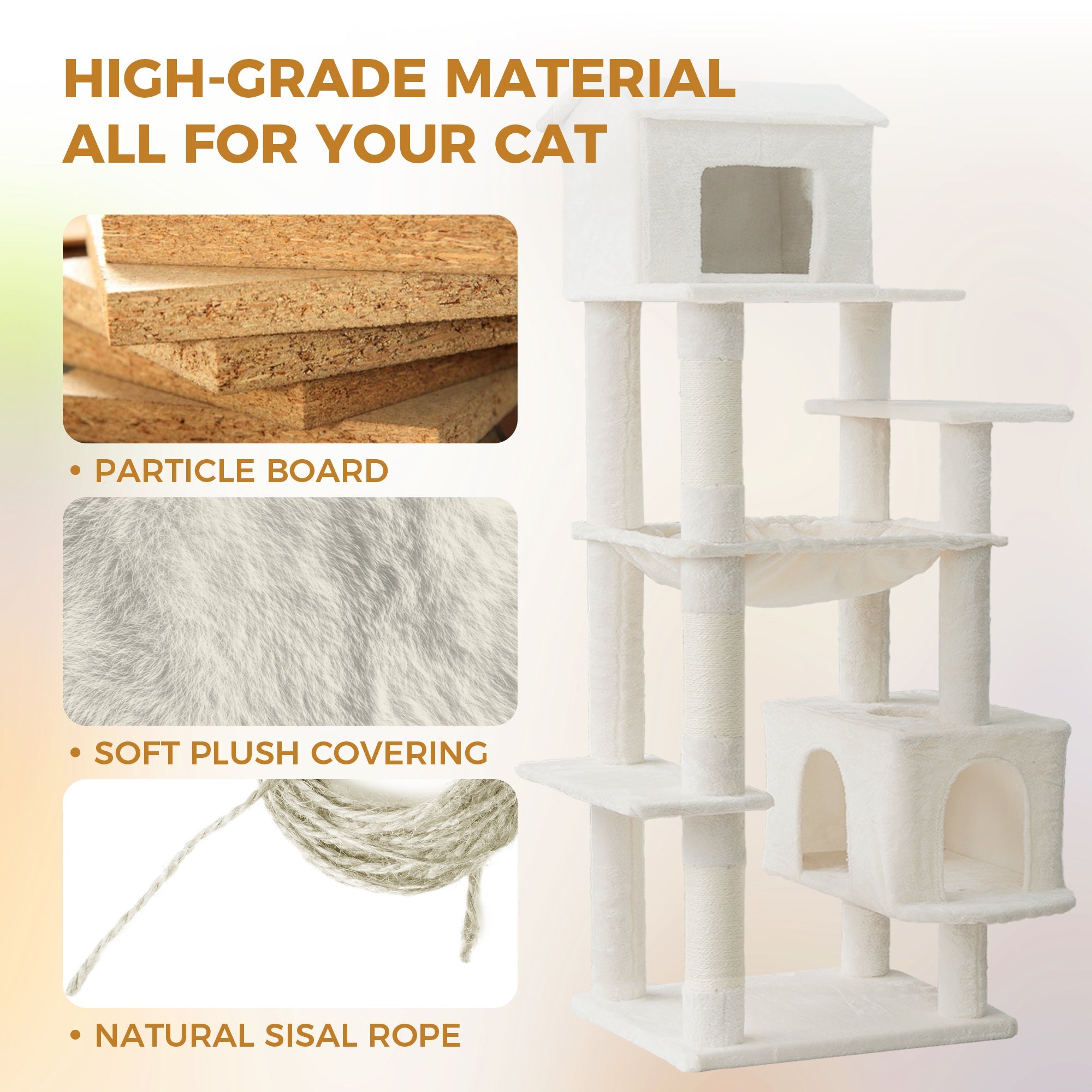 64 - inch indoor multi - storey cat tree(beige) - KiKiUMi