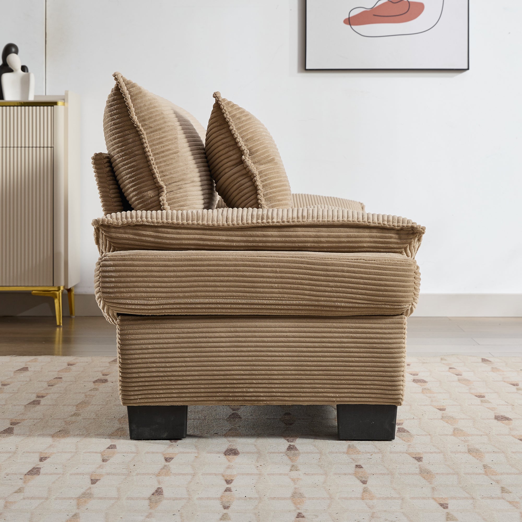 Corduroy sofas suitable for multiple scenarios. (khaki)