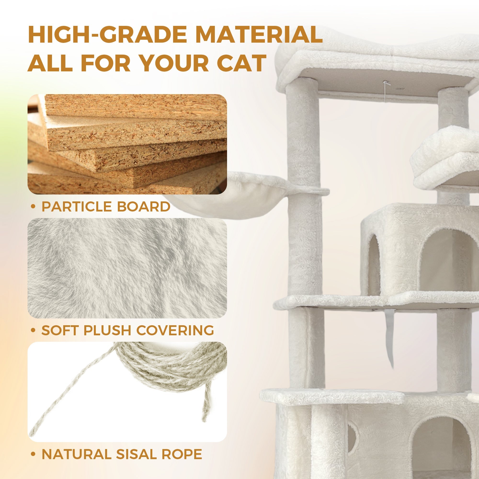 68 - inch multi - storey cat tree（beige） - KiKiUMi