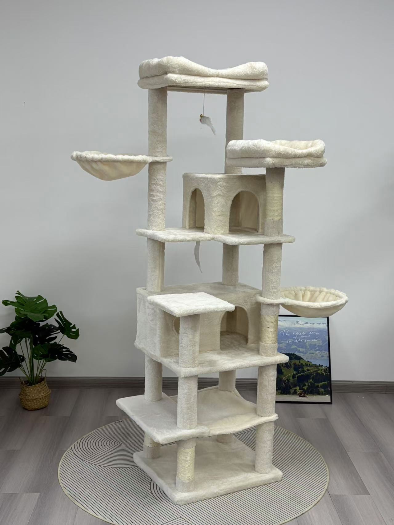 68 - inch multi - storey cat tree（beige） - KiKiUMi