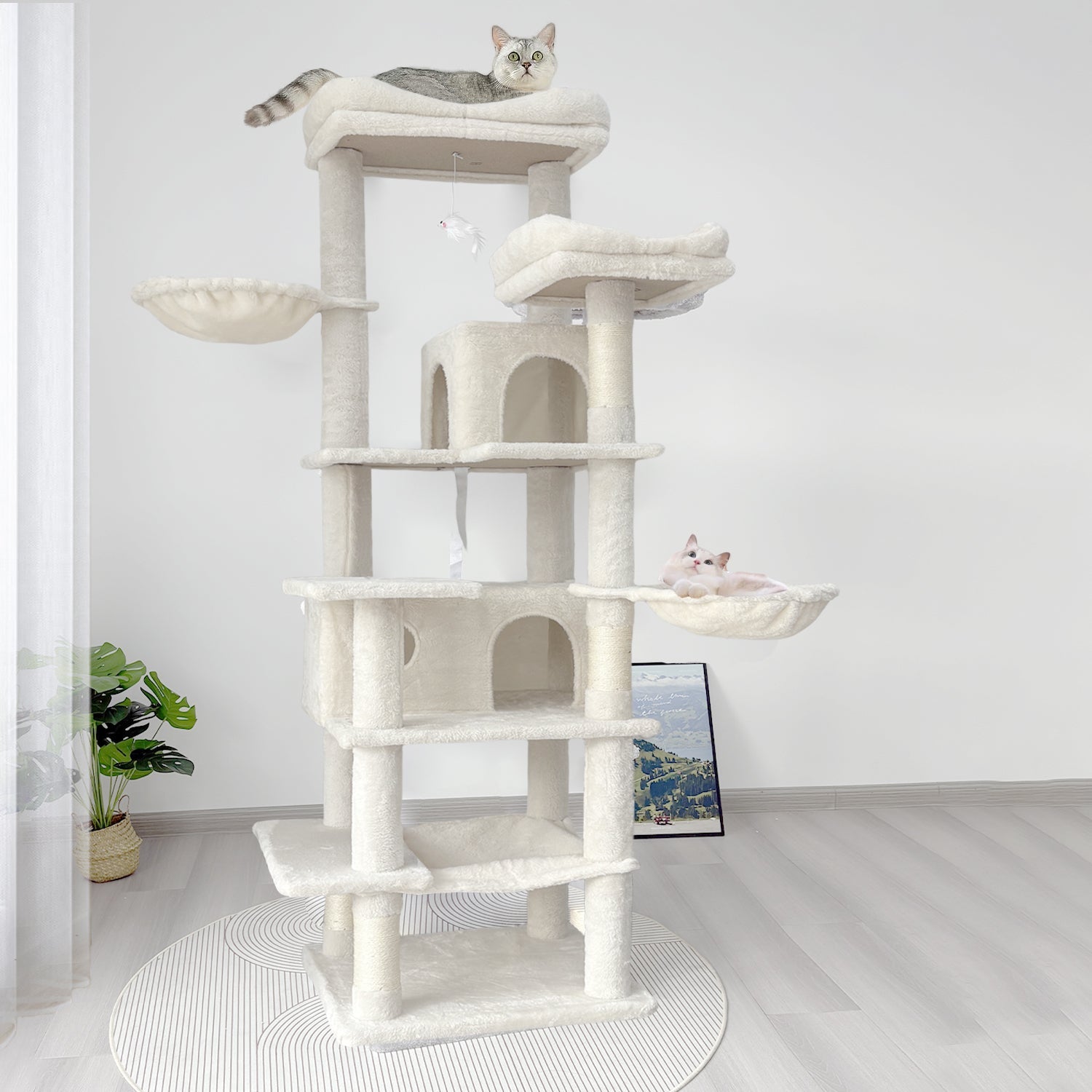 68 - inch multi - storey cat tree（beige） - KiKiUMi