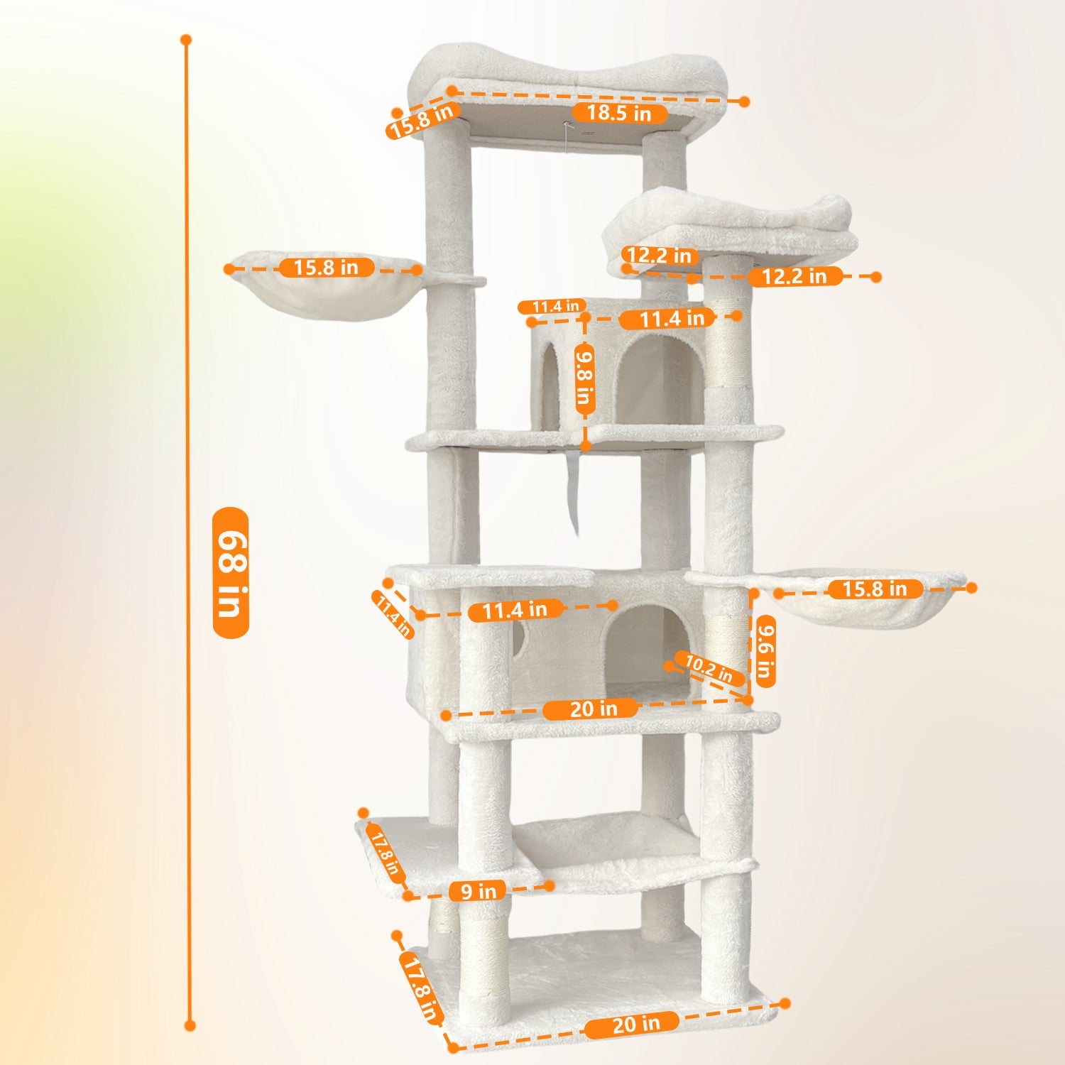 68 - inch multi - storey cat tree（beige） - KiKiUMi