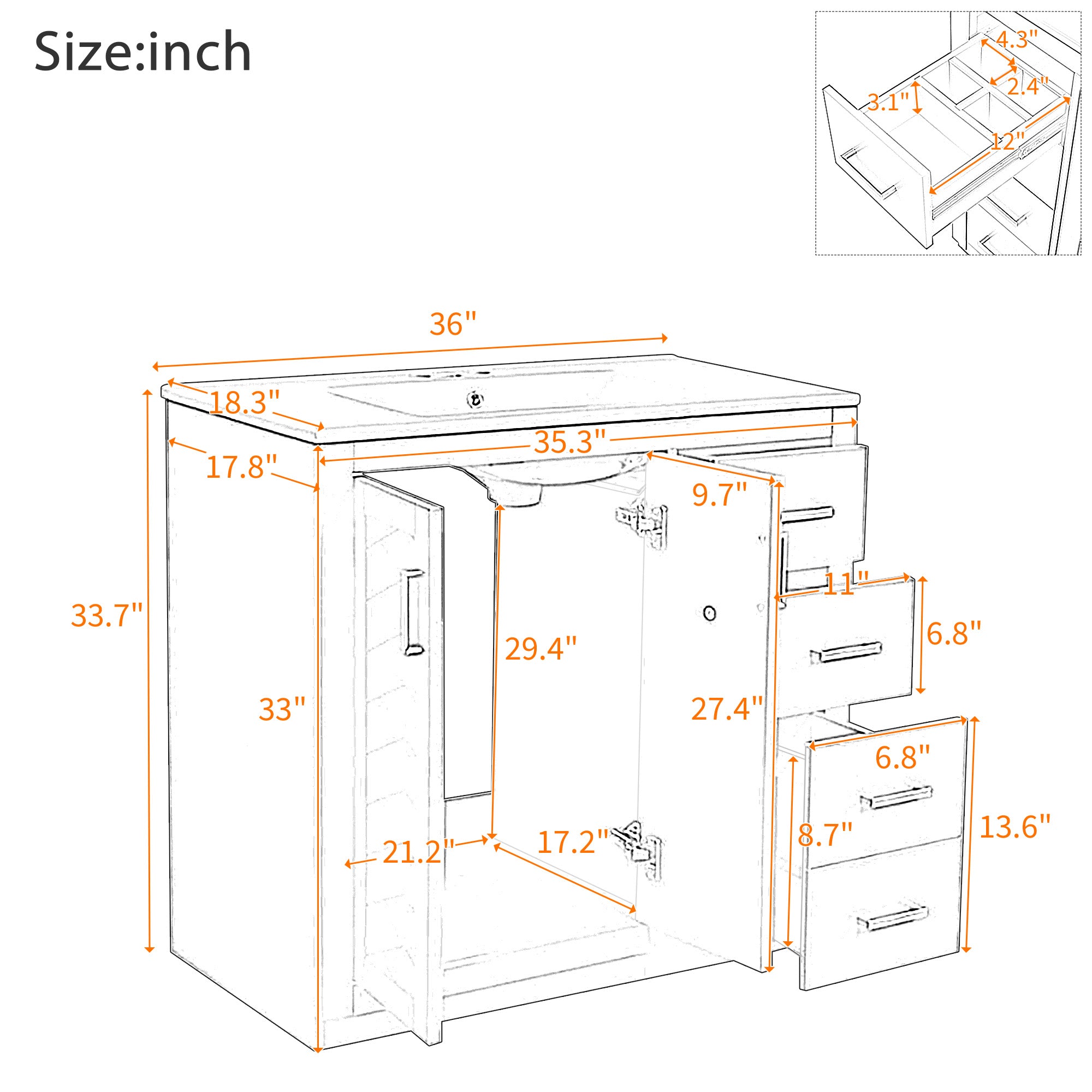 36 "Solid Wood Frame Independent Dressing Table Set (blue)