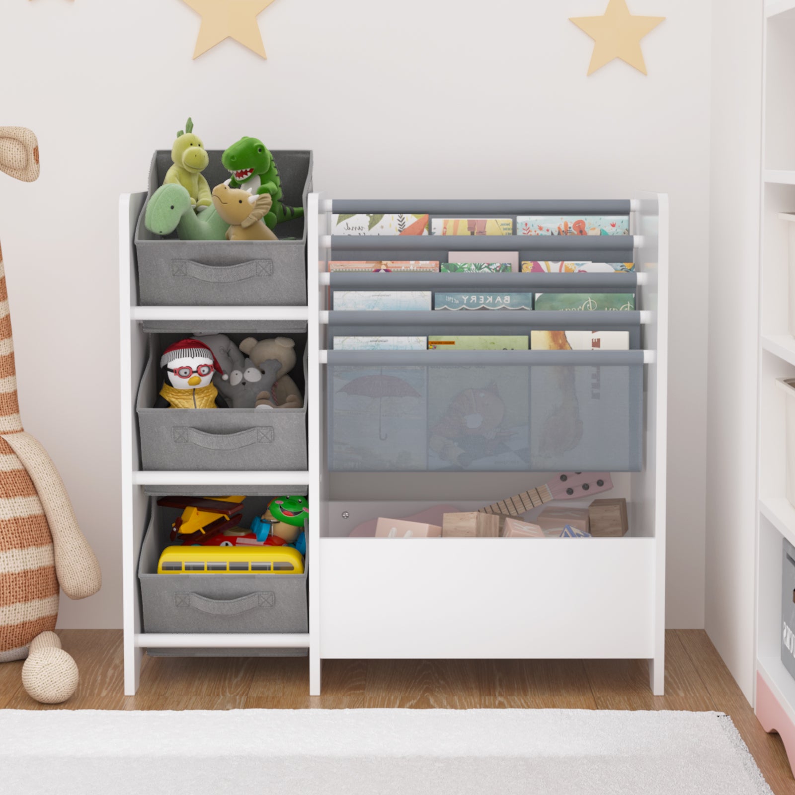 Multi-functional children's bookshelf and toy storage