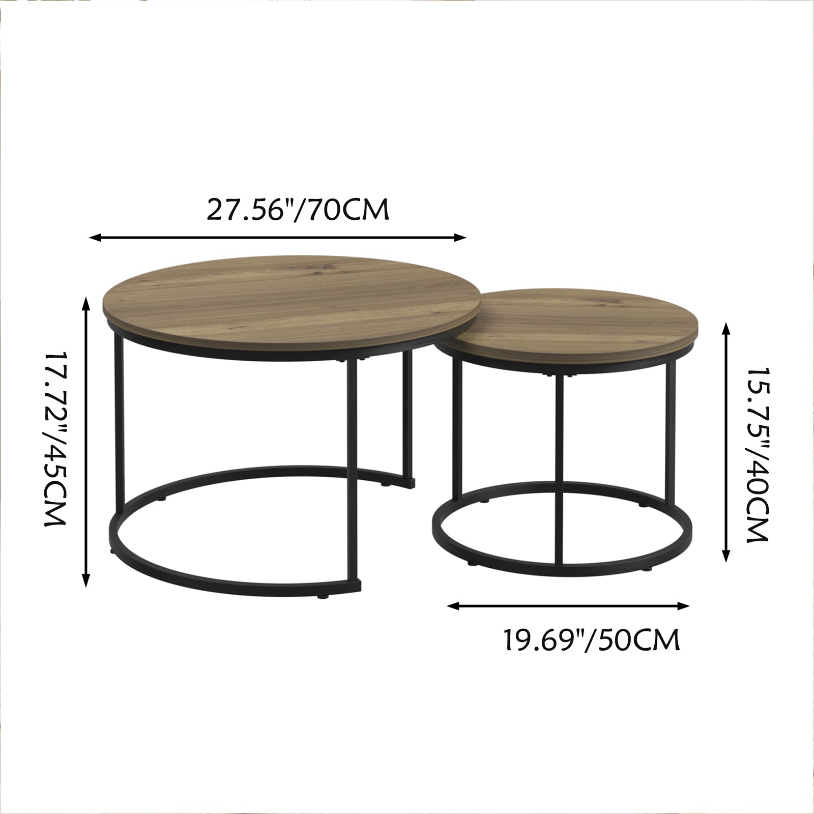 Circular nested coffee table(Brown)