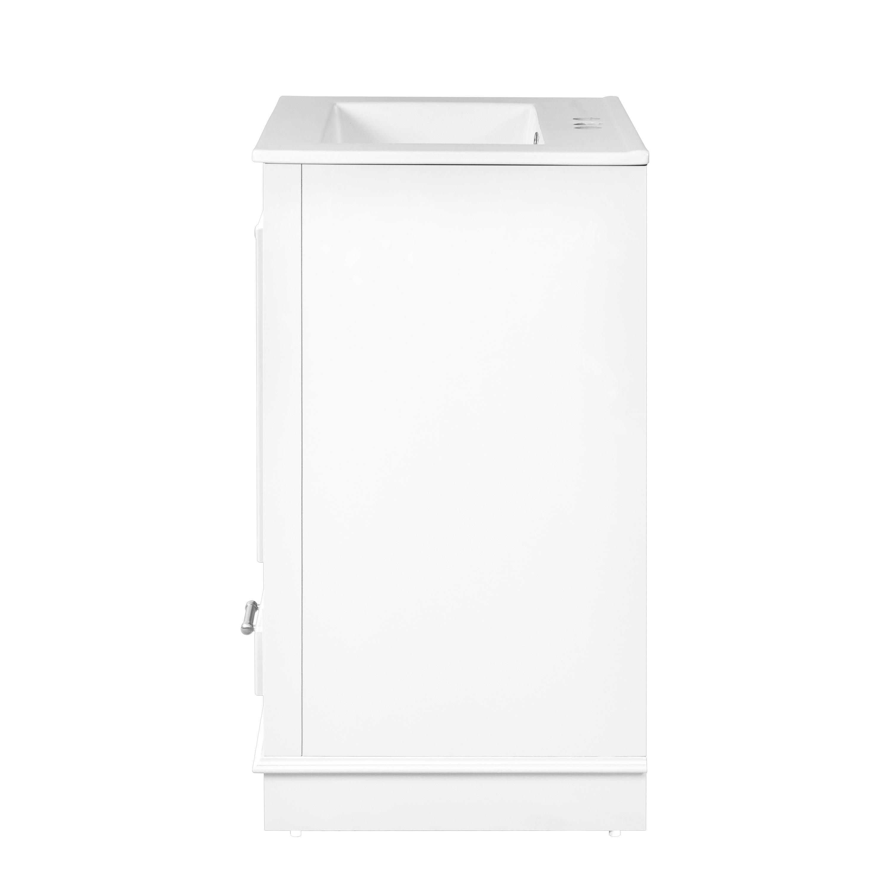 24-inch ceramic sink bathroom dressing table, modern standalone storage cabinet(white)