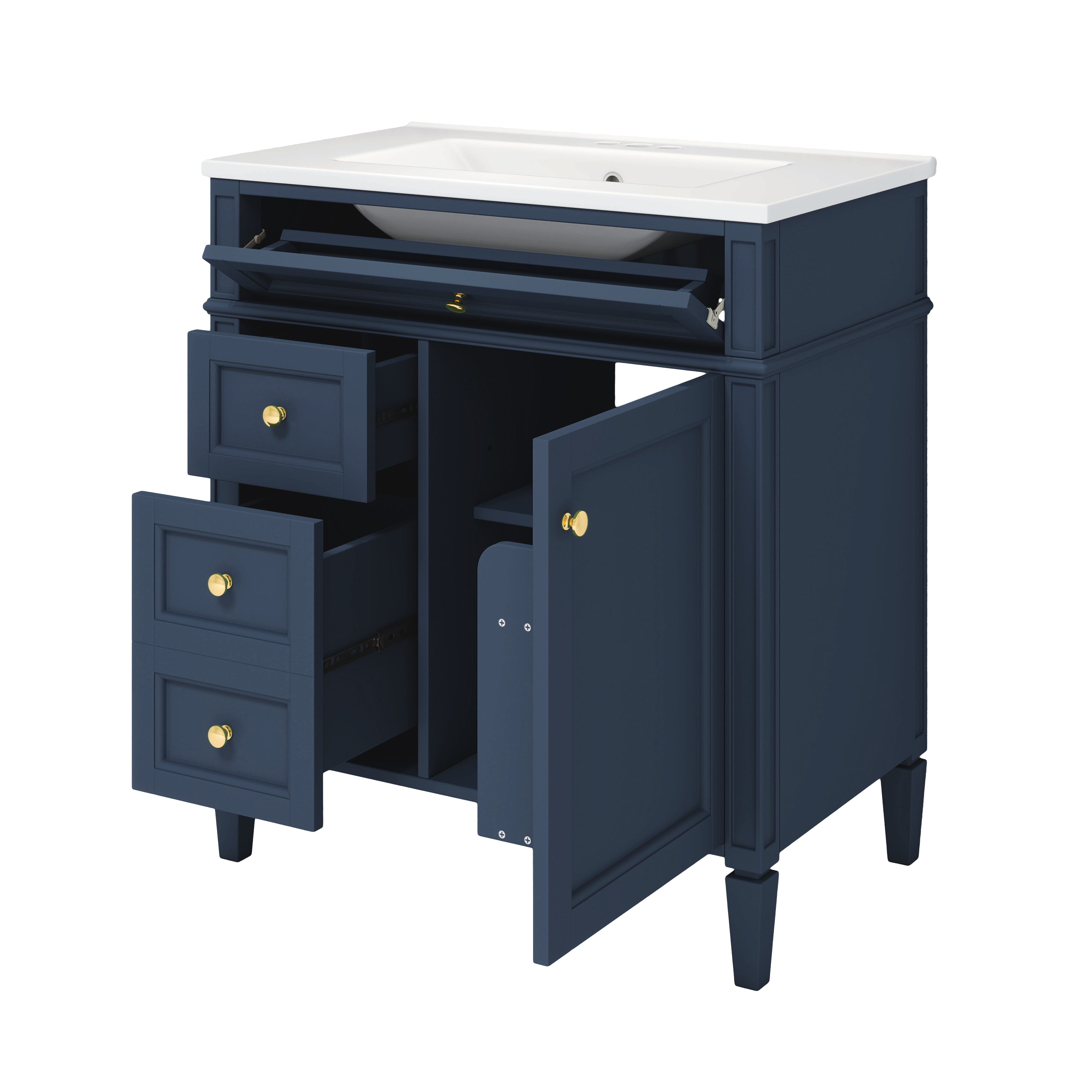 30 "Single sink bathroom dressing table, modern bathroom storage cabinet(blue)