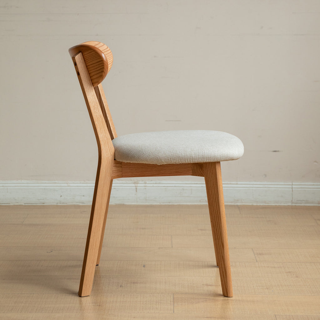 Solid Oak Dining Chairs Set of 2(Oak+Pear White)