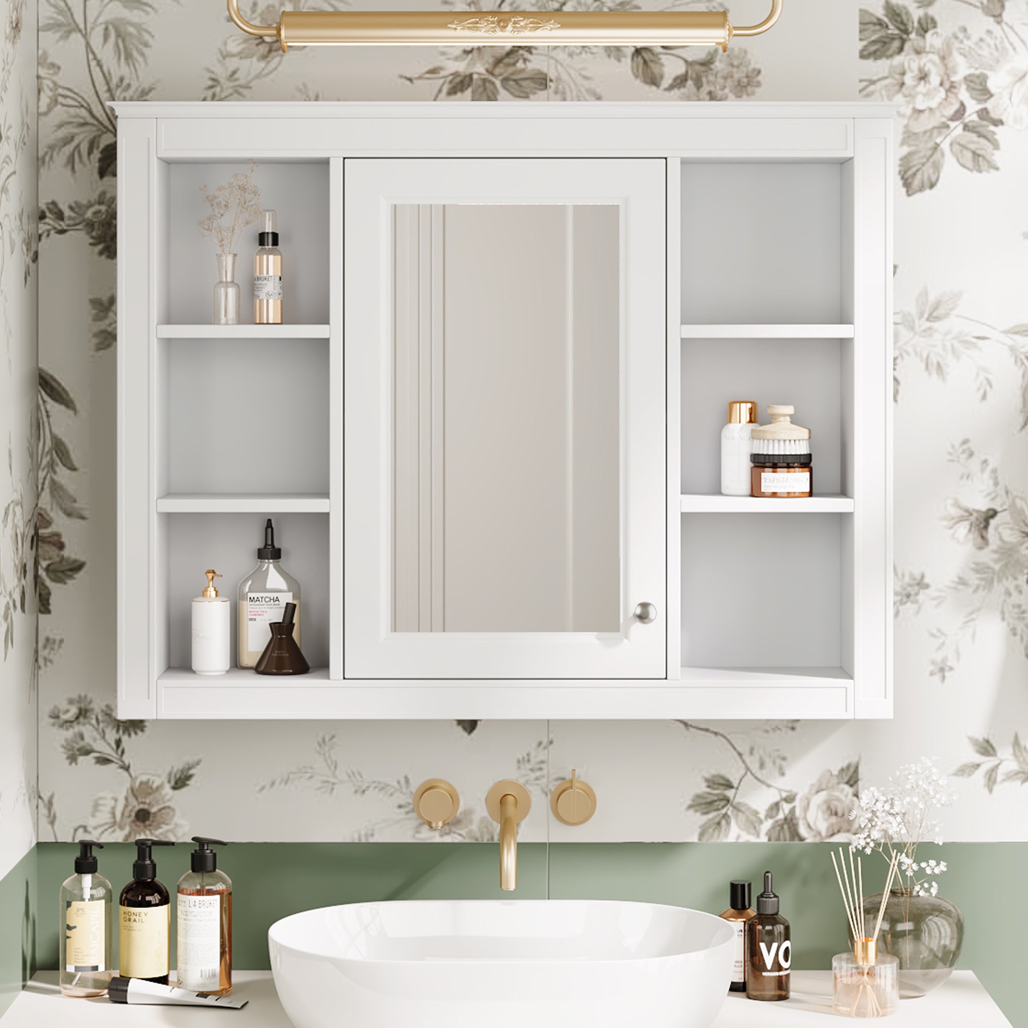 Wall-mounted modern bathroom cabinet with a mirror