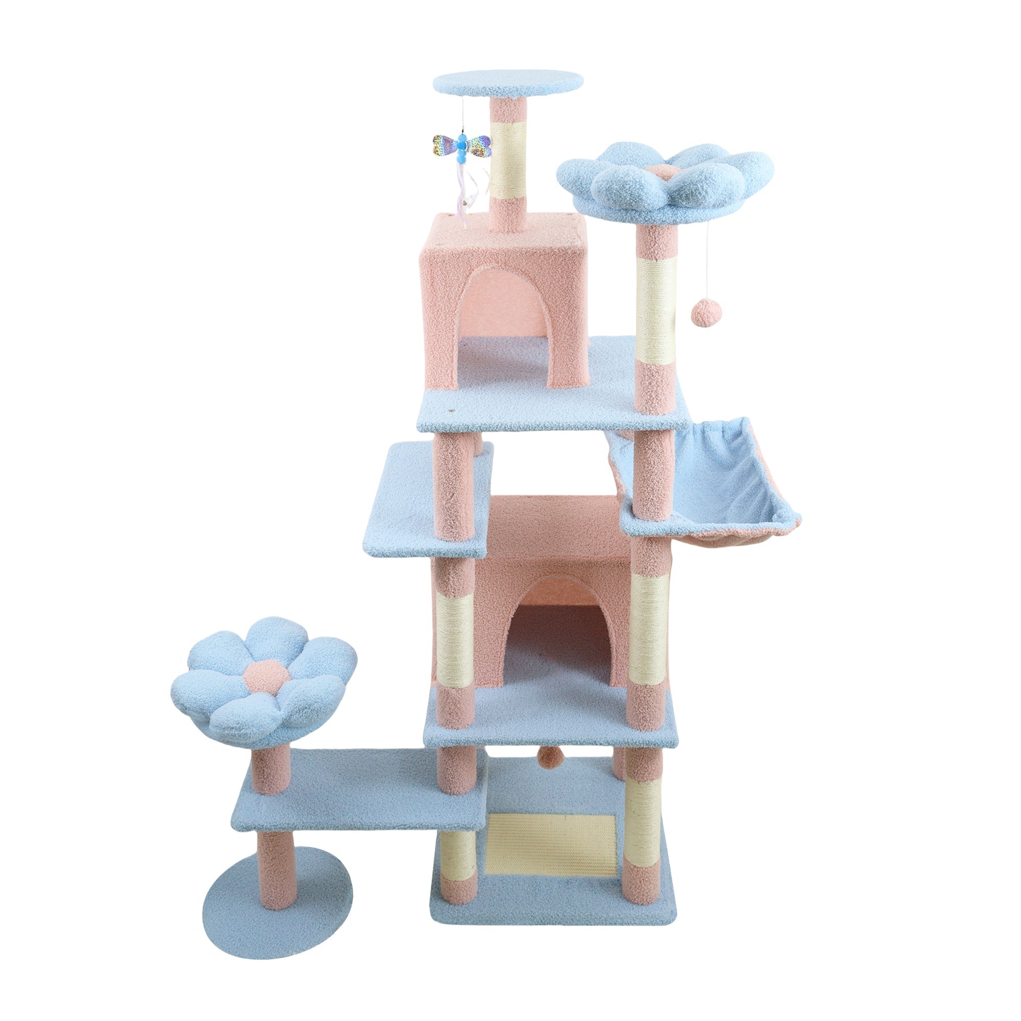71 - inch detachable flower cat tree(blue) - KiKiUMi
