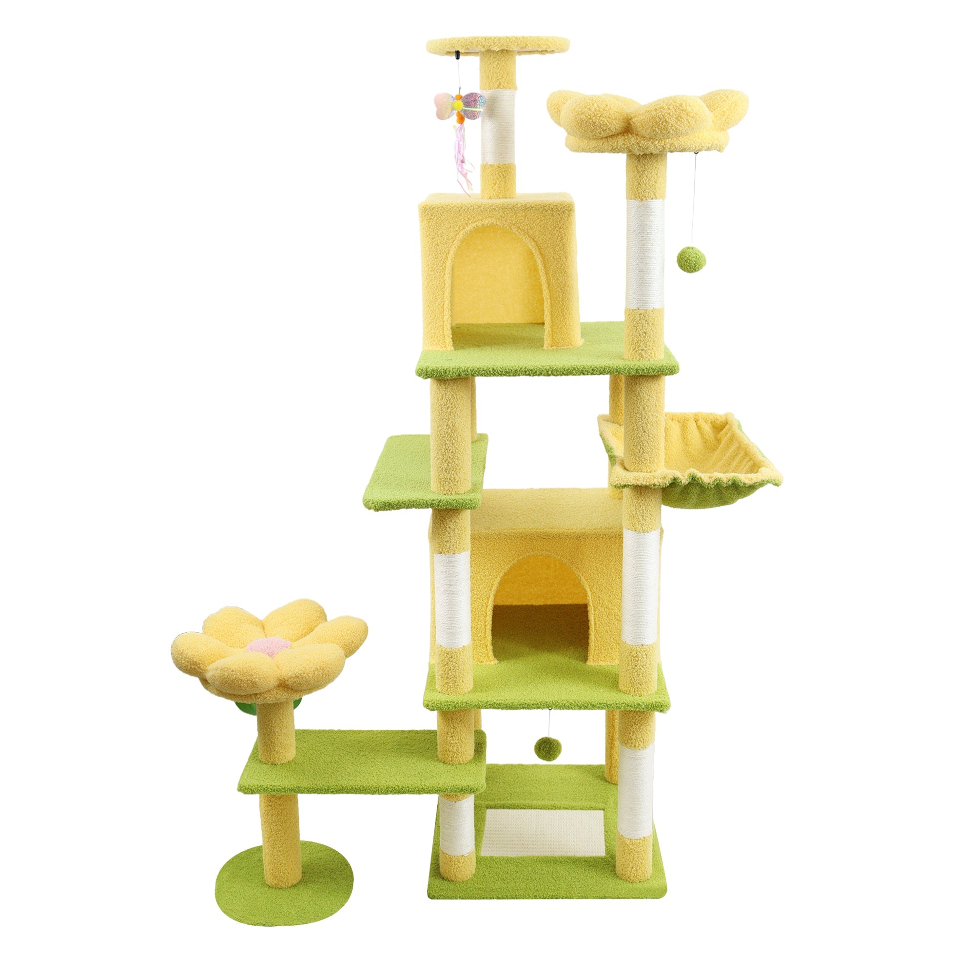 71 - inch yellow detachable flower cat tree - KiKiUMi