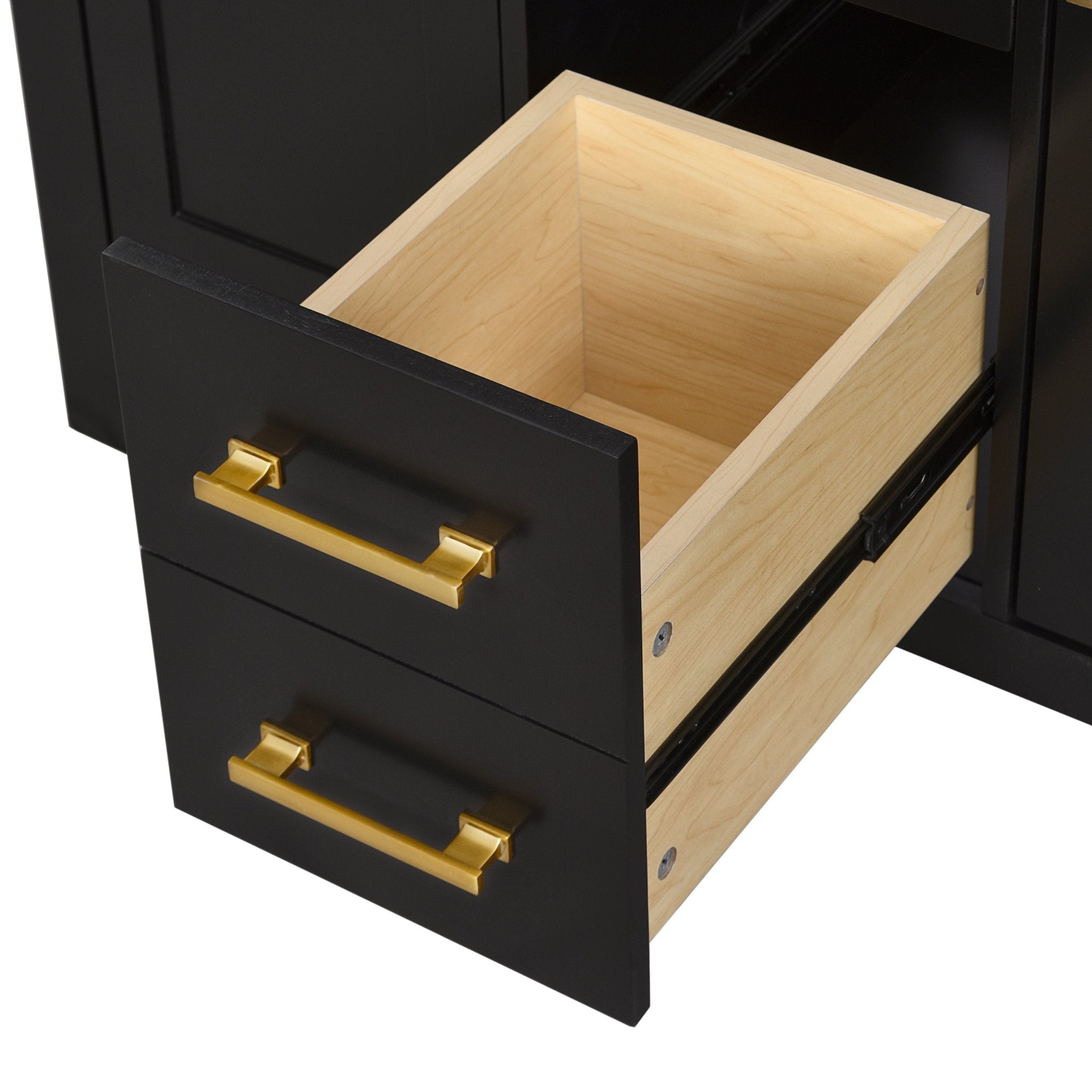 72 "Solid Wood Frame Ceramic Sink Bathroom Dressing Table set(black) - KiKiUMi
