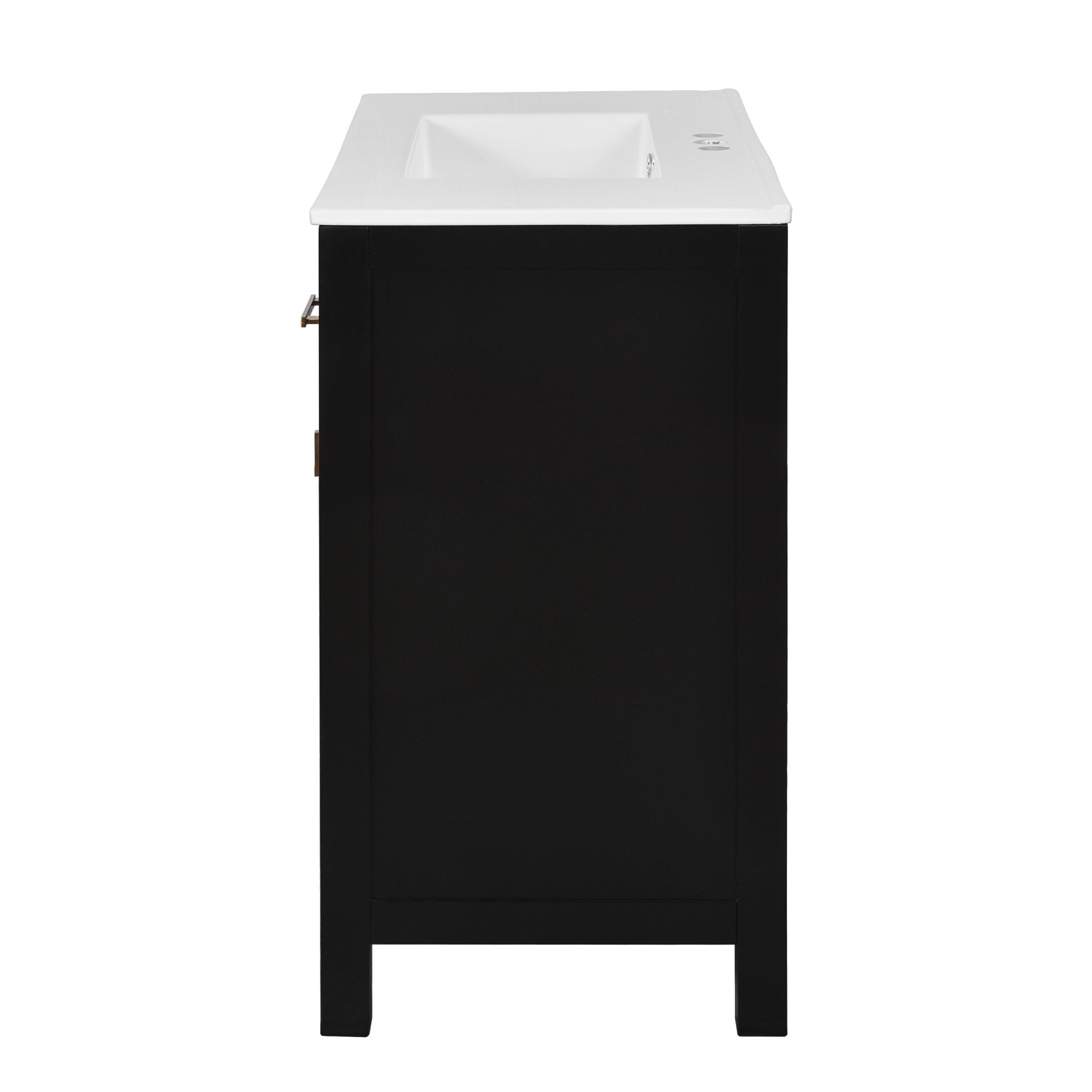 72 "Solid Wood Frame Ceramic Sink Bathroom Dressing Table set(black) - KiKiUMi