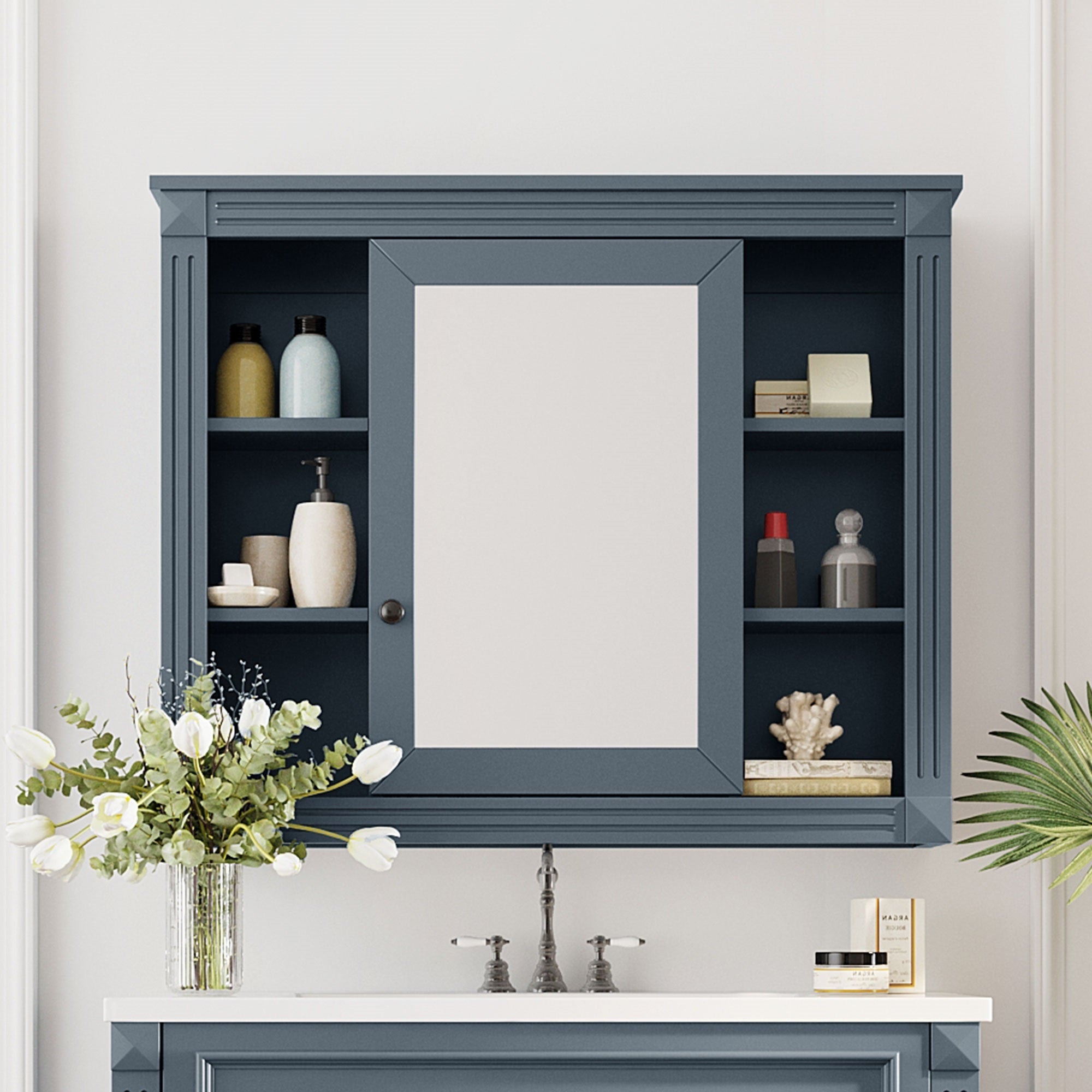 Wall-mounted bathroom storage cabinet with mirror
