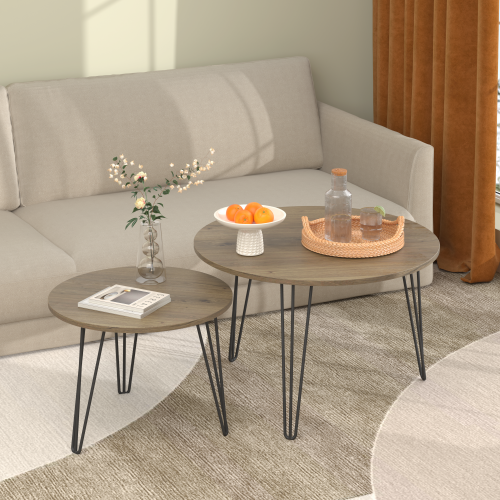 Coffee table with nested marble patterns (White)