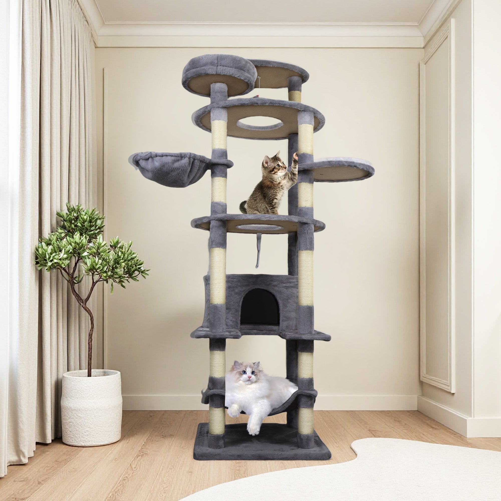 78.8 inches dark grey Cat tree tower - KiKiUMi