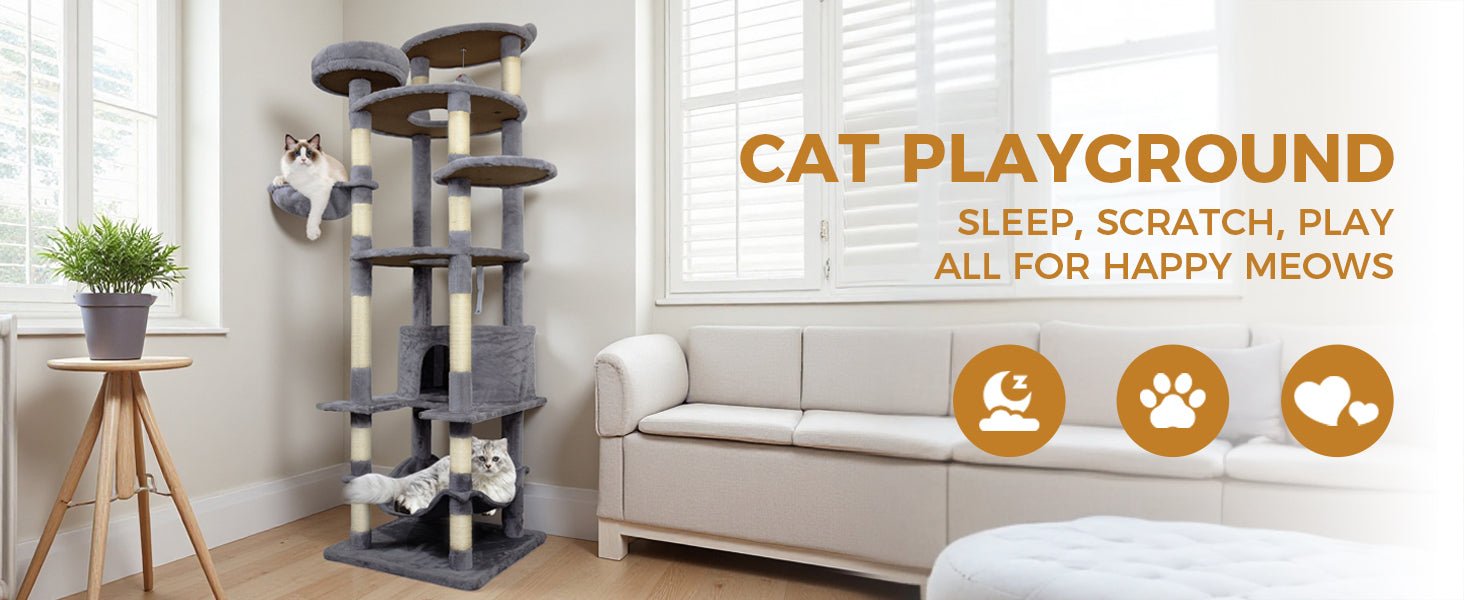 78.8 inches dark grey Cat tree tower - KiKiUMi