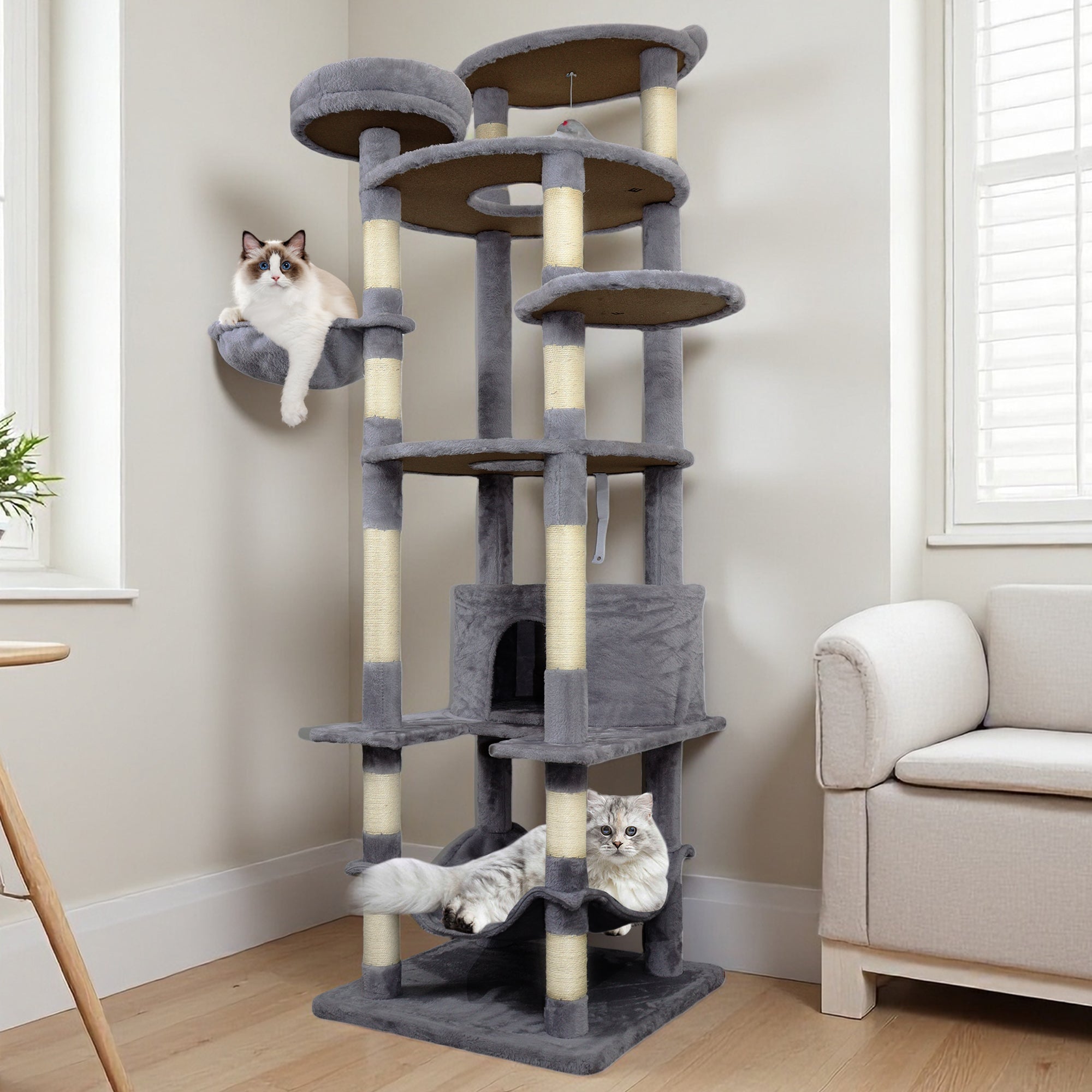 78.8 inches dark grey Cat tree tower - KiKiUMi
