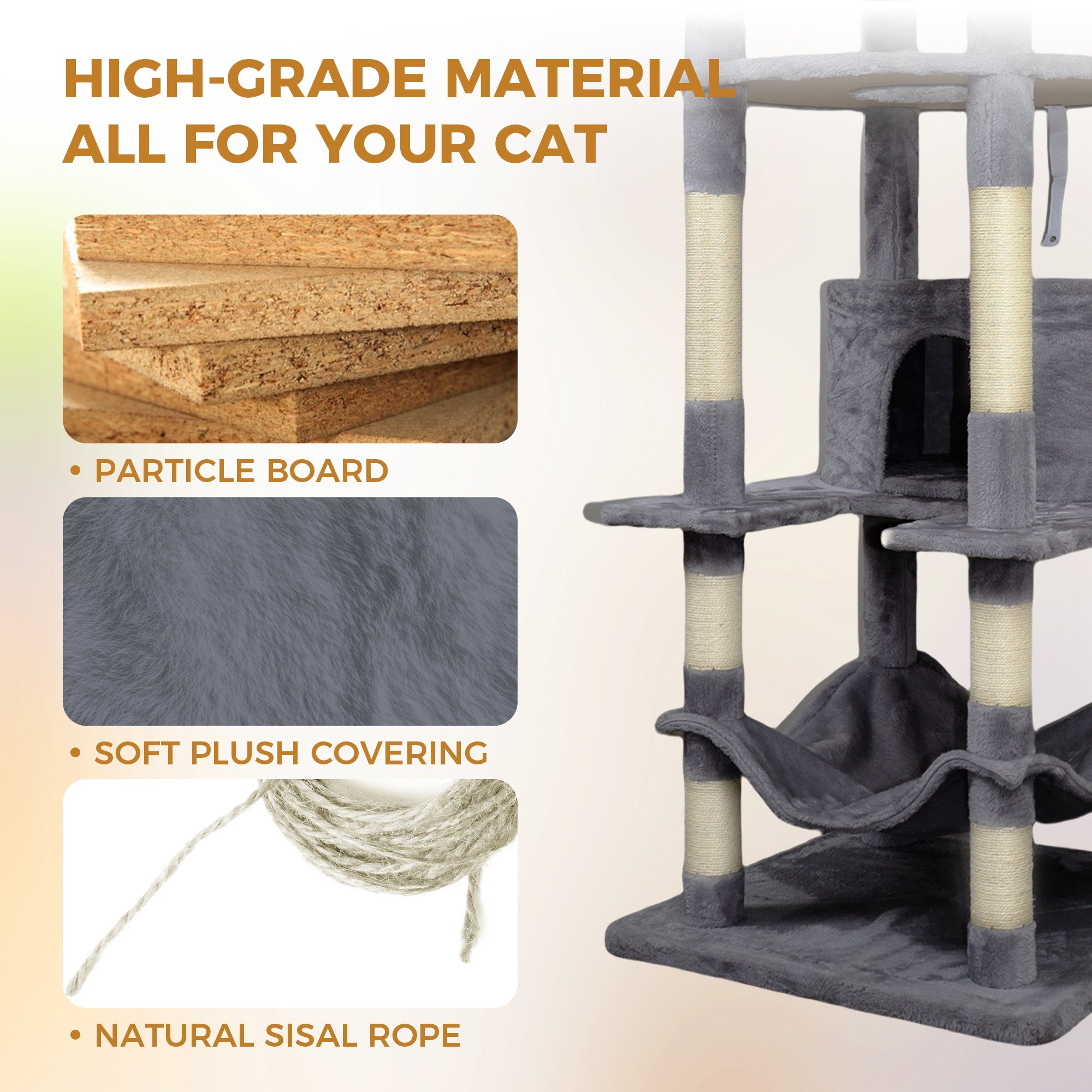 78.8 inches dark grey Cat tree tower - KiKiUMi