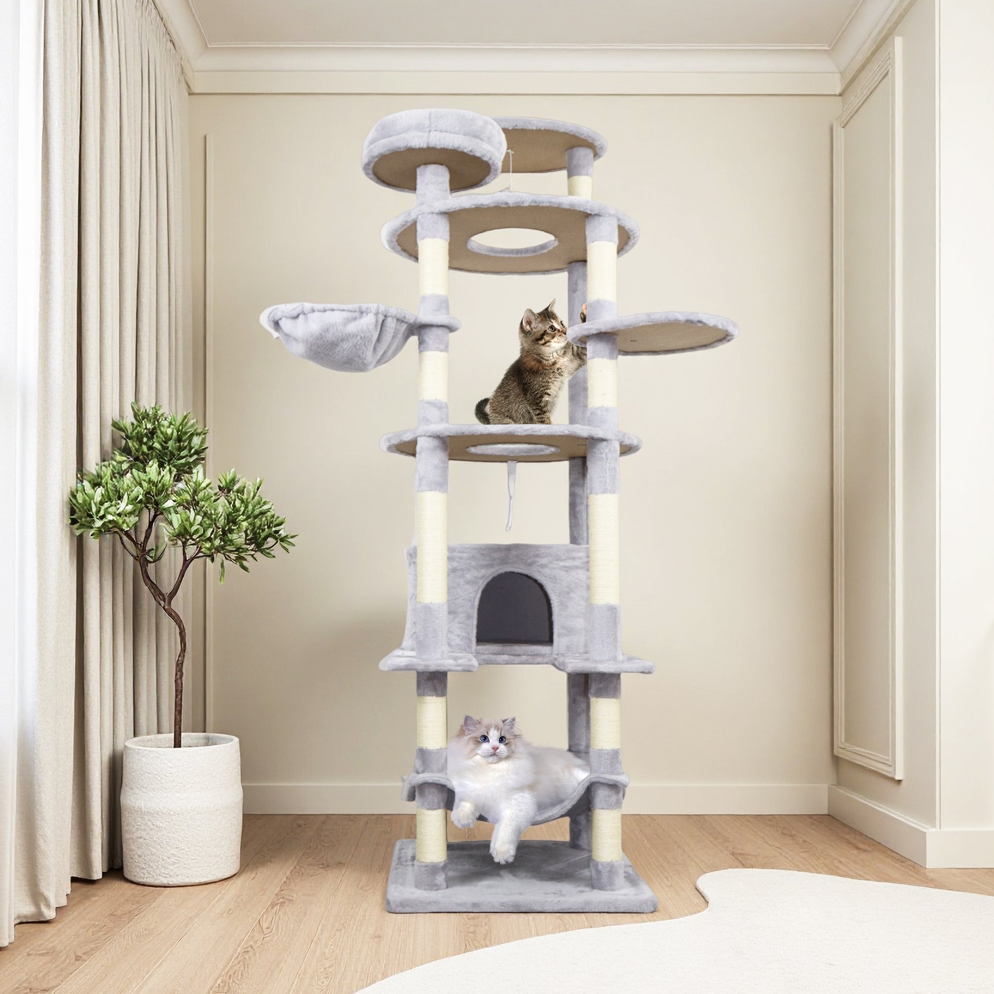 78.8 Light grey wide - base Cat Tree Tower - KiKiUMi