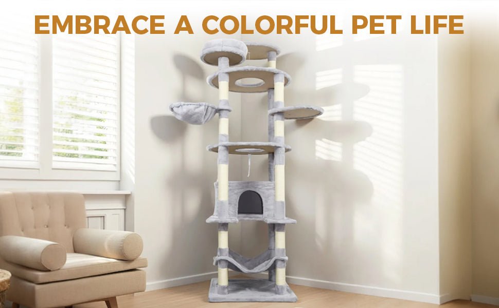 78.8 Light grey wide - base Cat Tree Tower - KiKiUMi