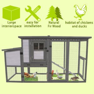 79' large wooden outdoor chicken, duck and rabbit cages - KiKiUMi