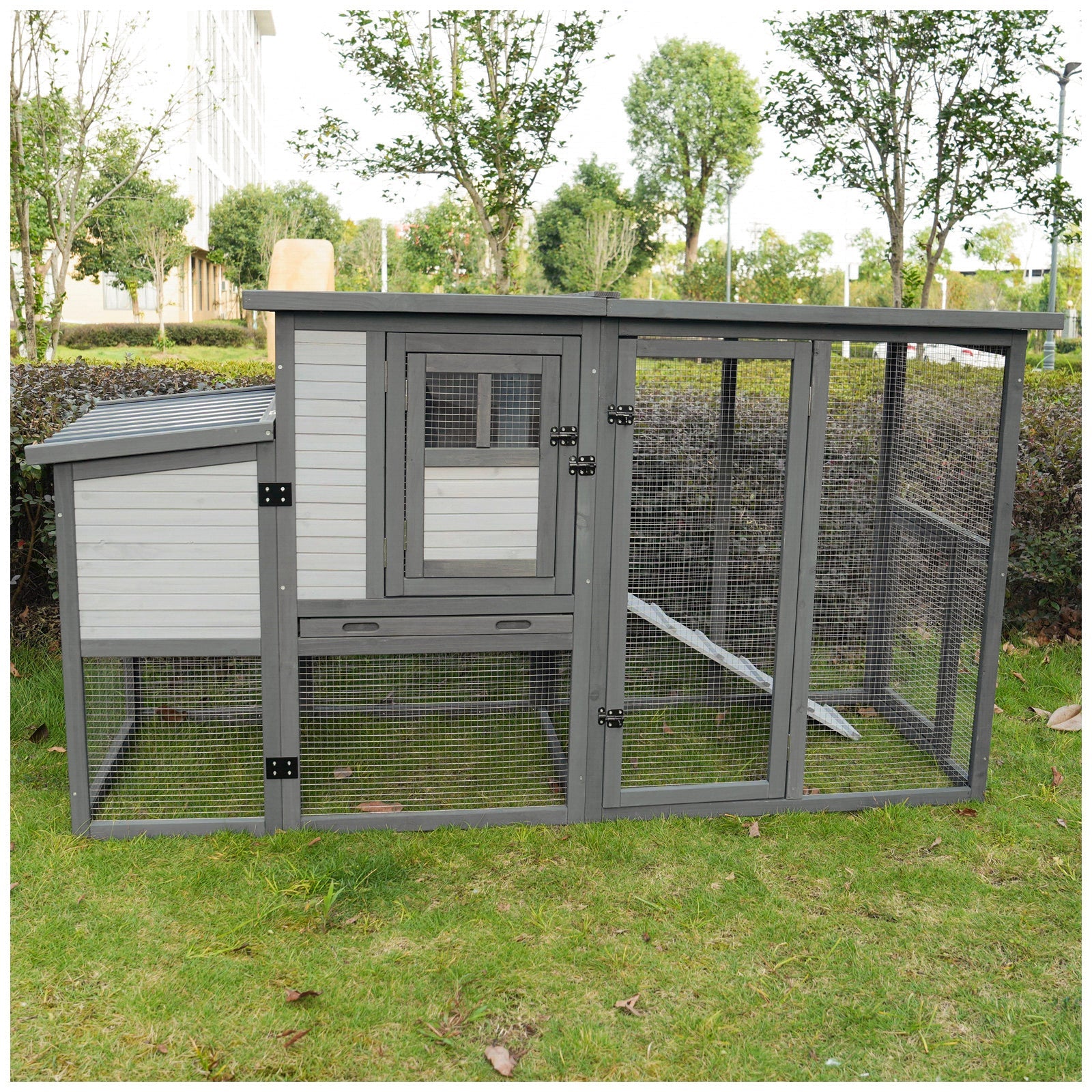 79' large wooden outdoor chicken, duck and rabbit cages - KiKiUMi