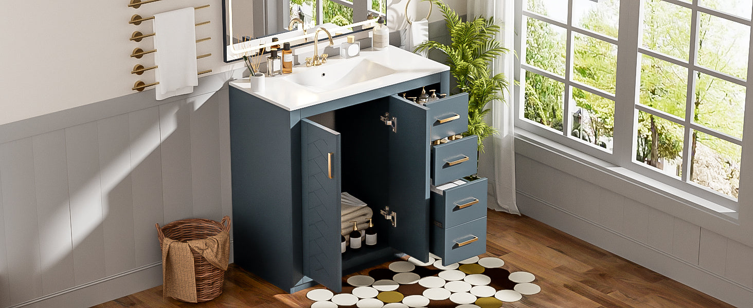 36 "Solid Wood Frame Independent Dressing Table Set (blue)