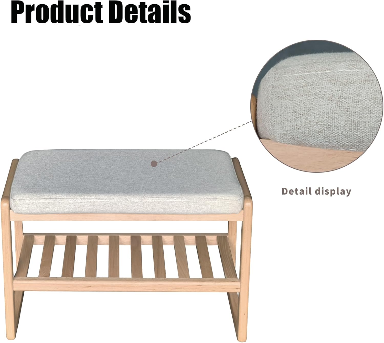 2-Tier Solid Wood Shoe Bench with Memory Foam Pads