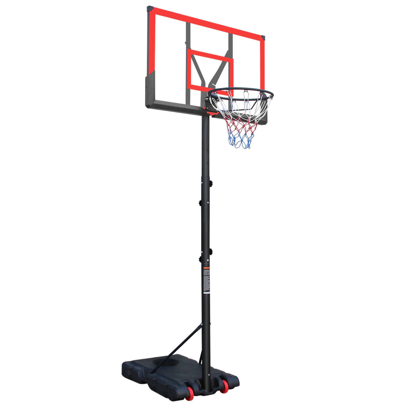 44-inch red adjustable portable basketball stand