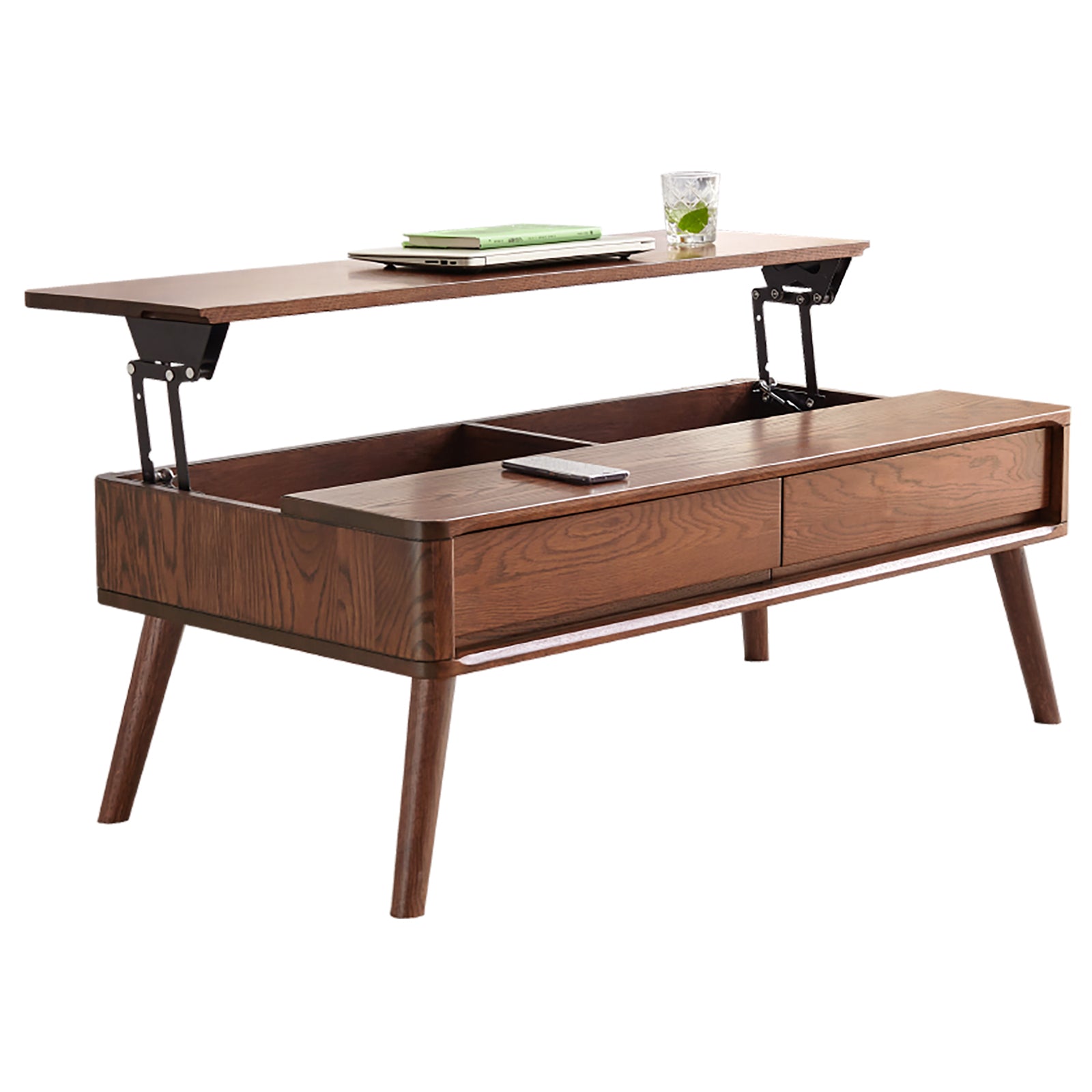 47'' Walnut Lift-Top Coffee Table with Storage