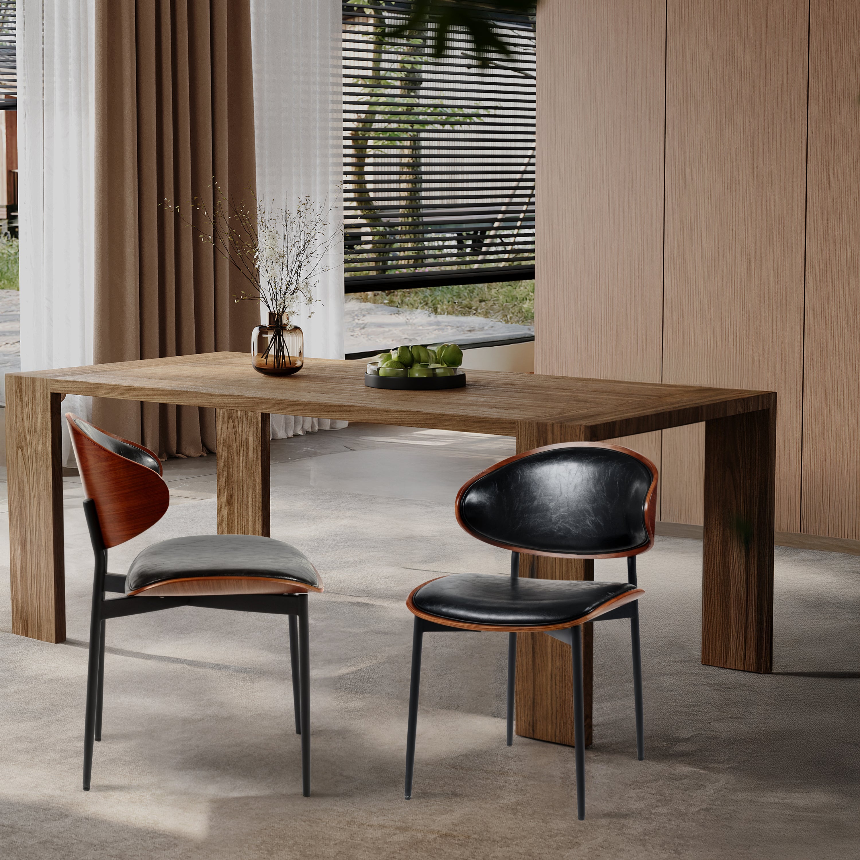 Medieval luxury PU leather modern dining chairs(black)