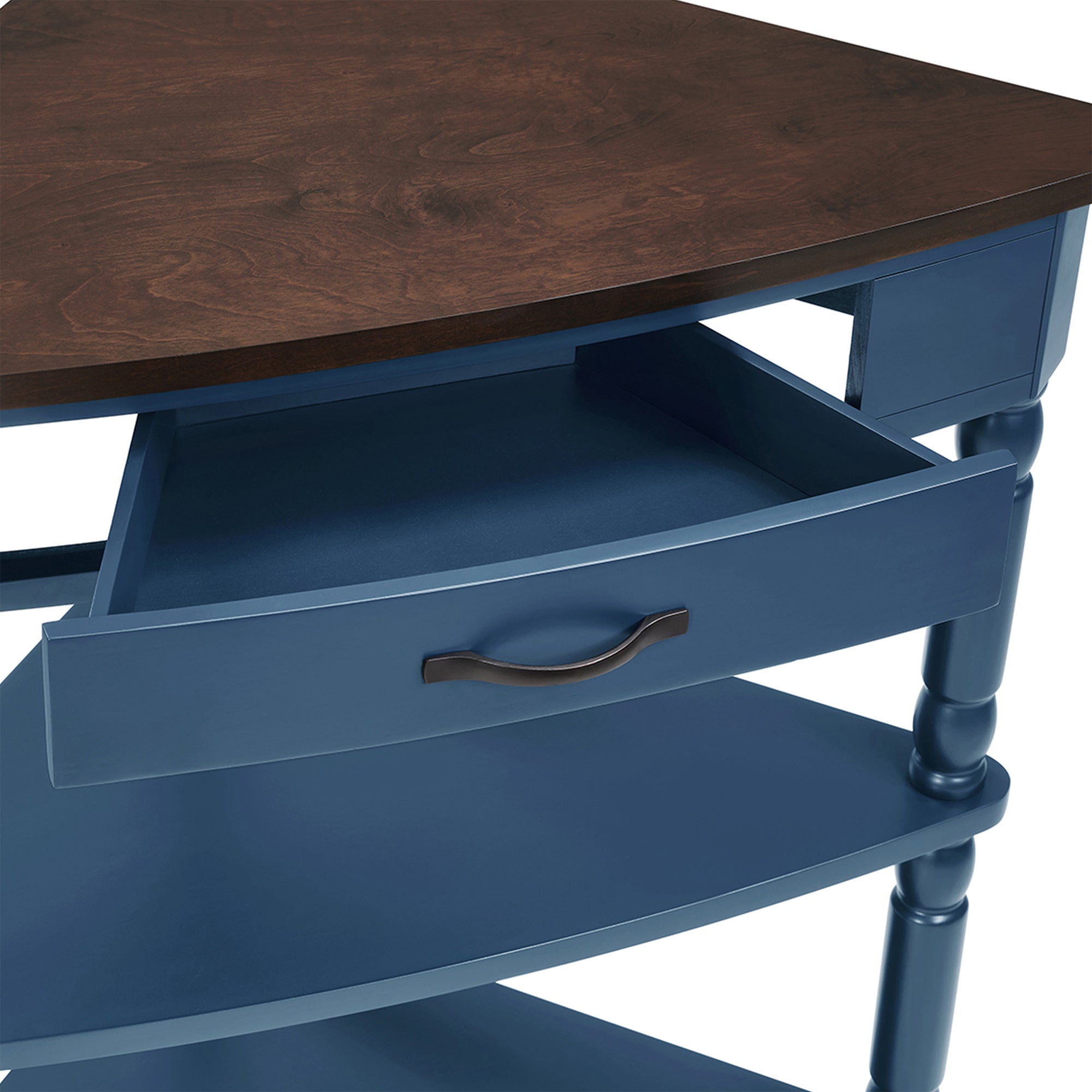 Three-tiered small triangular corner tables(navy blue)