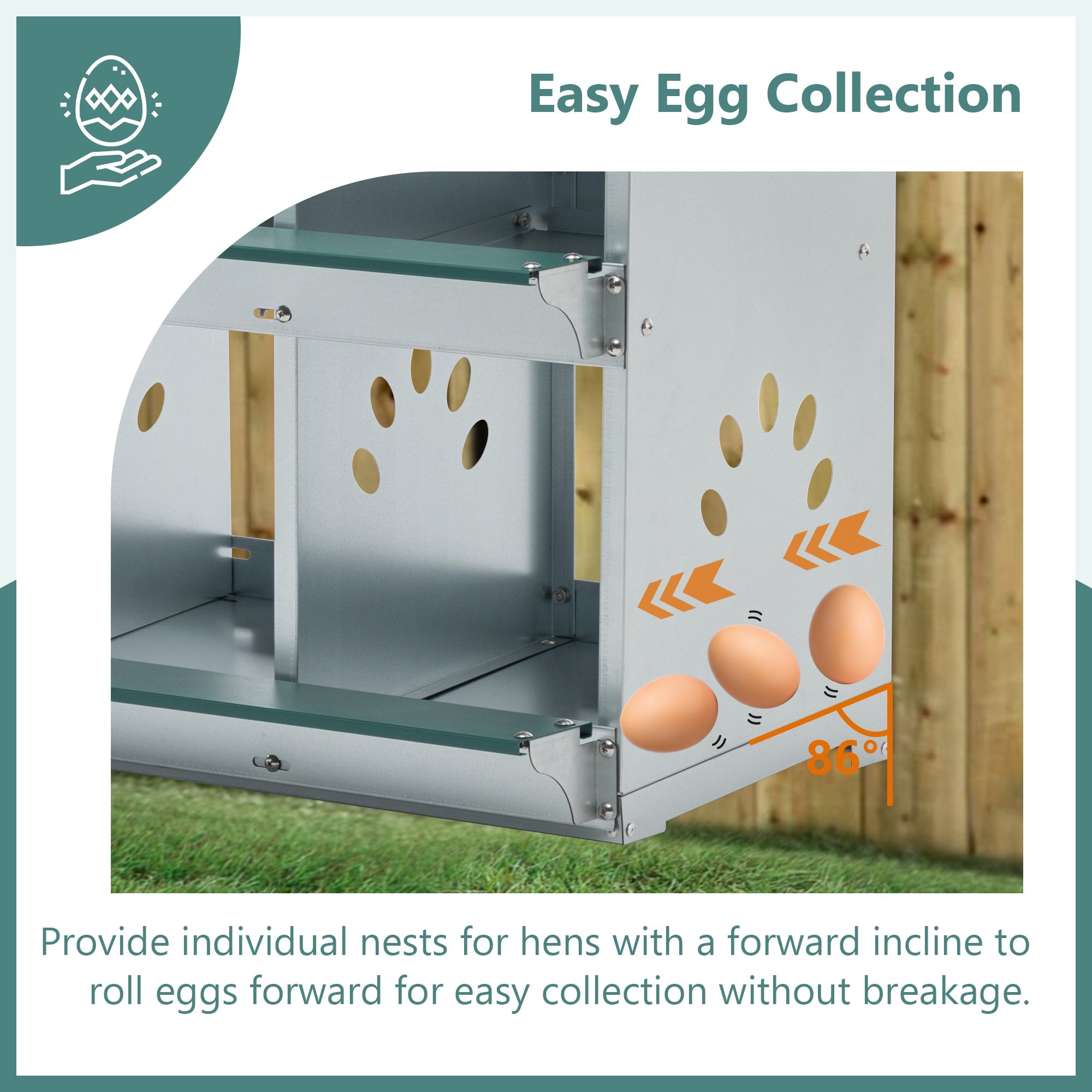 8 - compartment metal bottom egg - laying chicken nest box - KiKiUMi