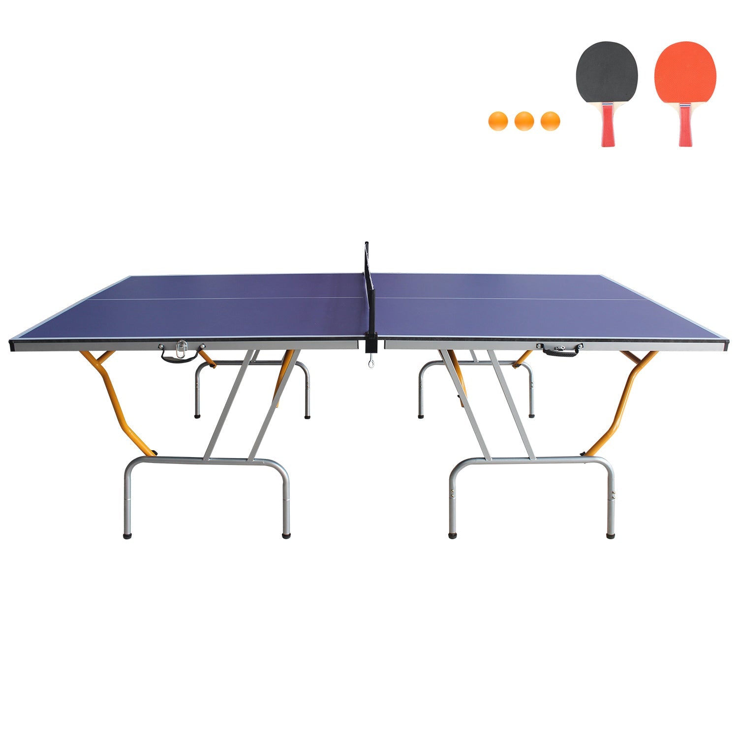 8 - foot collapsible medium - sized ping - pong table with a net, 2 ping - pong paddles and 3 balls 68 lbs - KiKiUMi