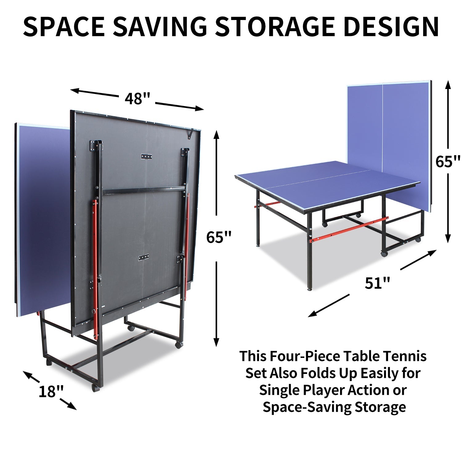 8 - foot collapsible medium - sized ping - pong table with a net, 2 ping - pong paddles and 3 balls 79 lbs - KiKiUMi