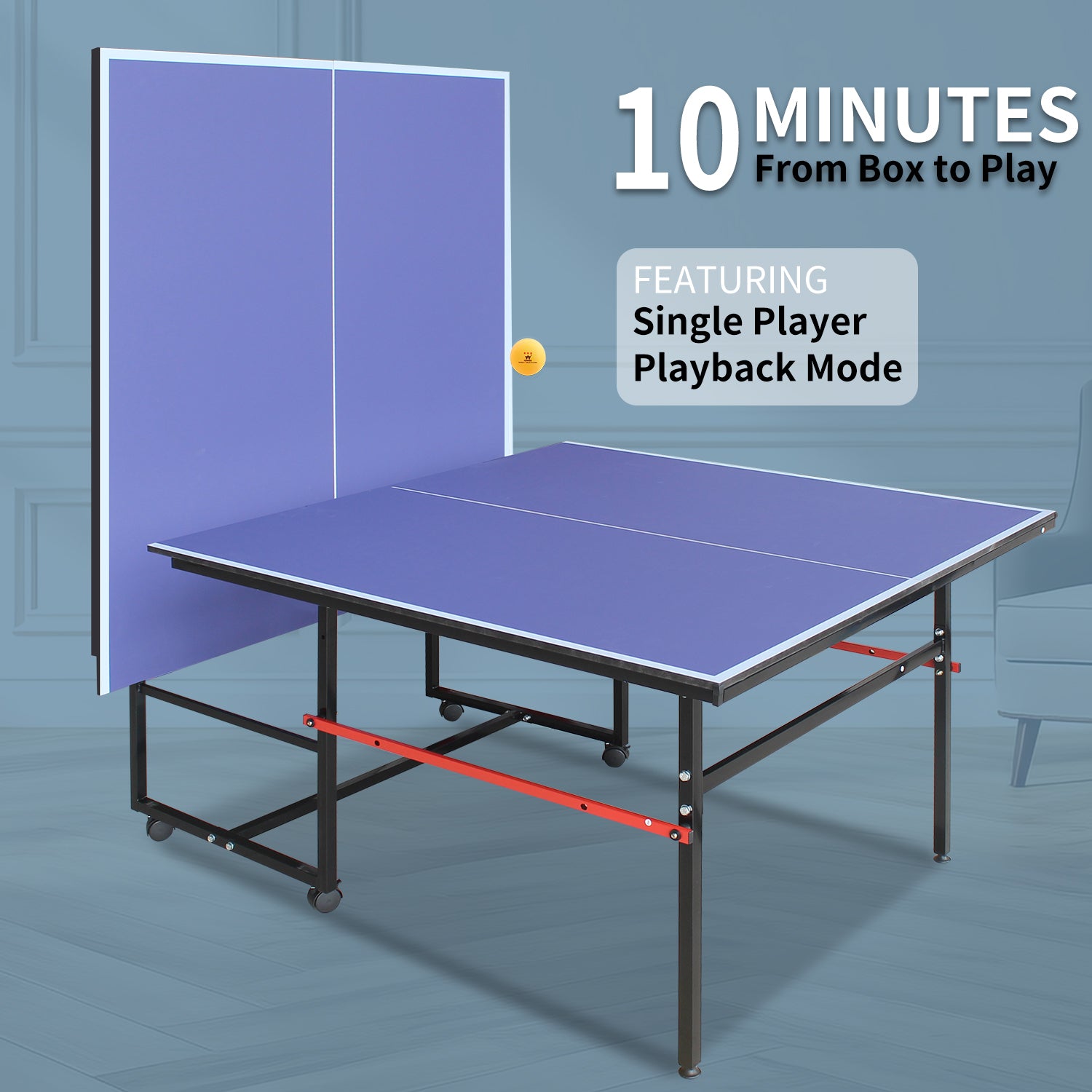 8 - foot collapsible medium - sized ping - pong table with a net, 2 ping - pong paddles and 3 balls 79 lbs - KiKiUMi
