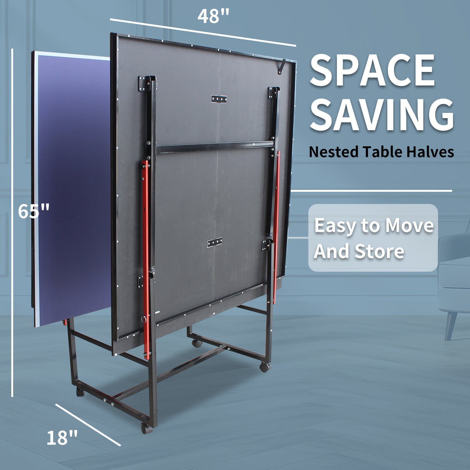 8 - foot collapsible medium - sized ping - pong table with a net, 2 ping - pong paddles and 3 balls 79 lbs - KiKiUMi