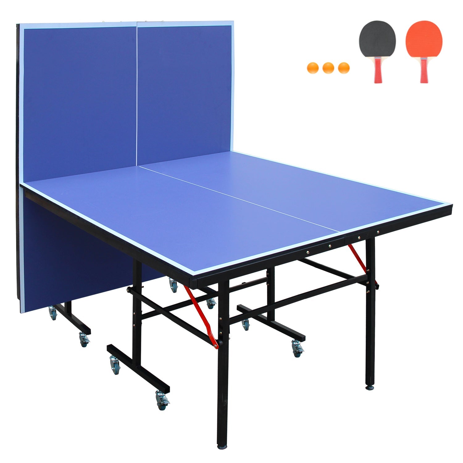 8 - foot collapsible medium - sized ping - pong table with a net, 2 ping - pong paddles and 3 balls 83 lbs - KiKiUMi