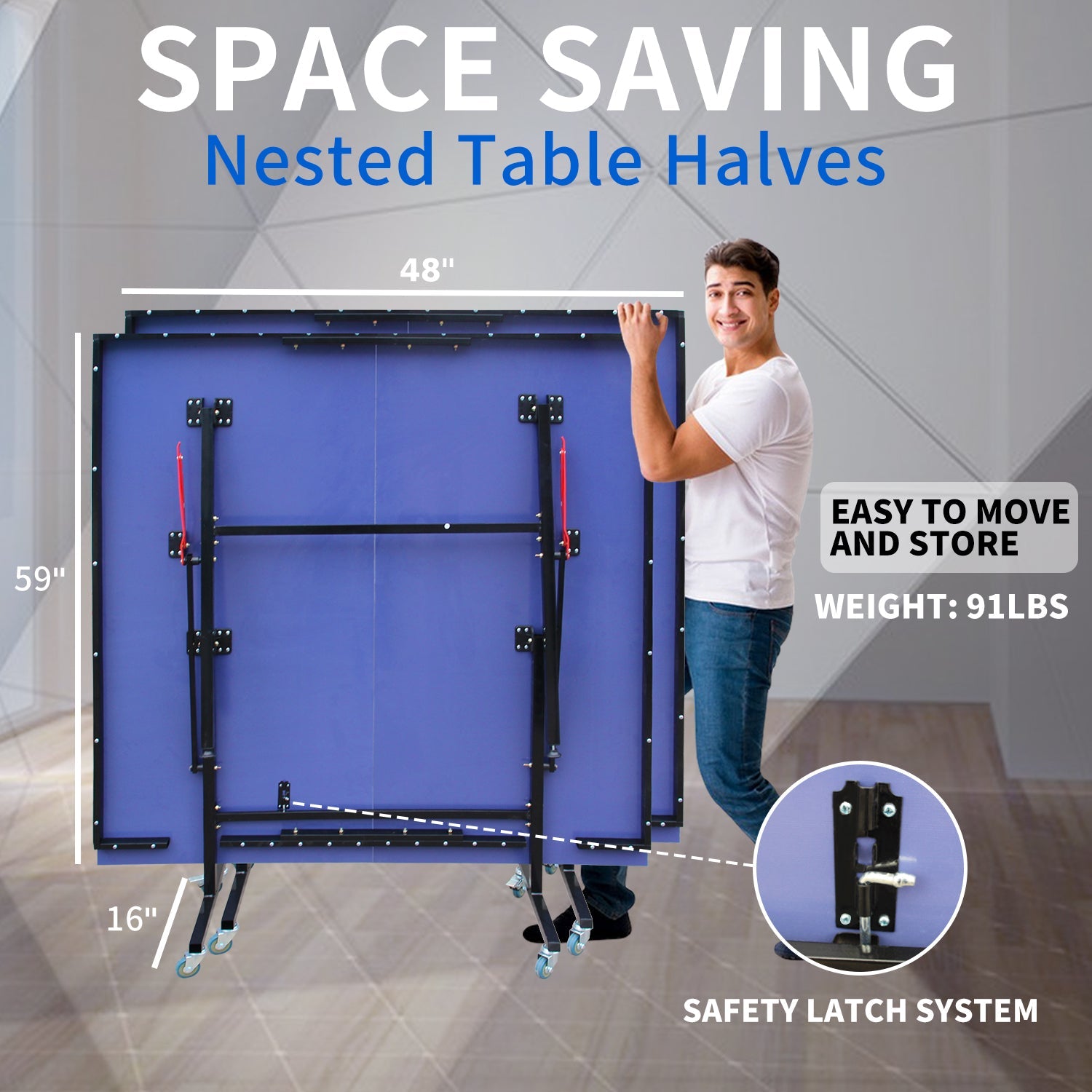 8 - foot collapsible medium - sized ping - pong table with a net, 2 ping - pong paddles and 3 balls 83 lbs - KiKiUMi