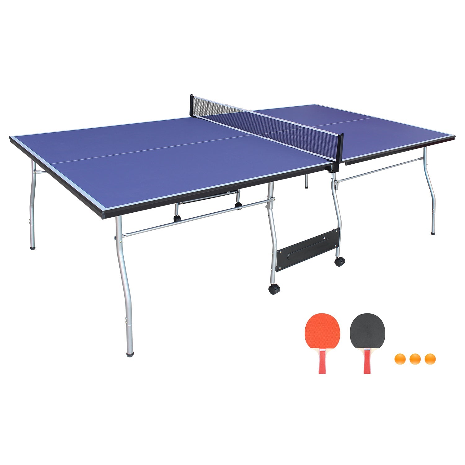 8 - foot collapsible medium - sized ping - pong table with a net, 2 ping - pong paddles and 3 balls 88.19 lbs - KiKiUMi