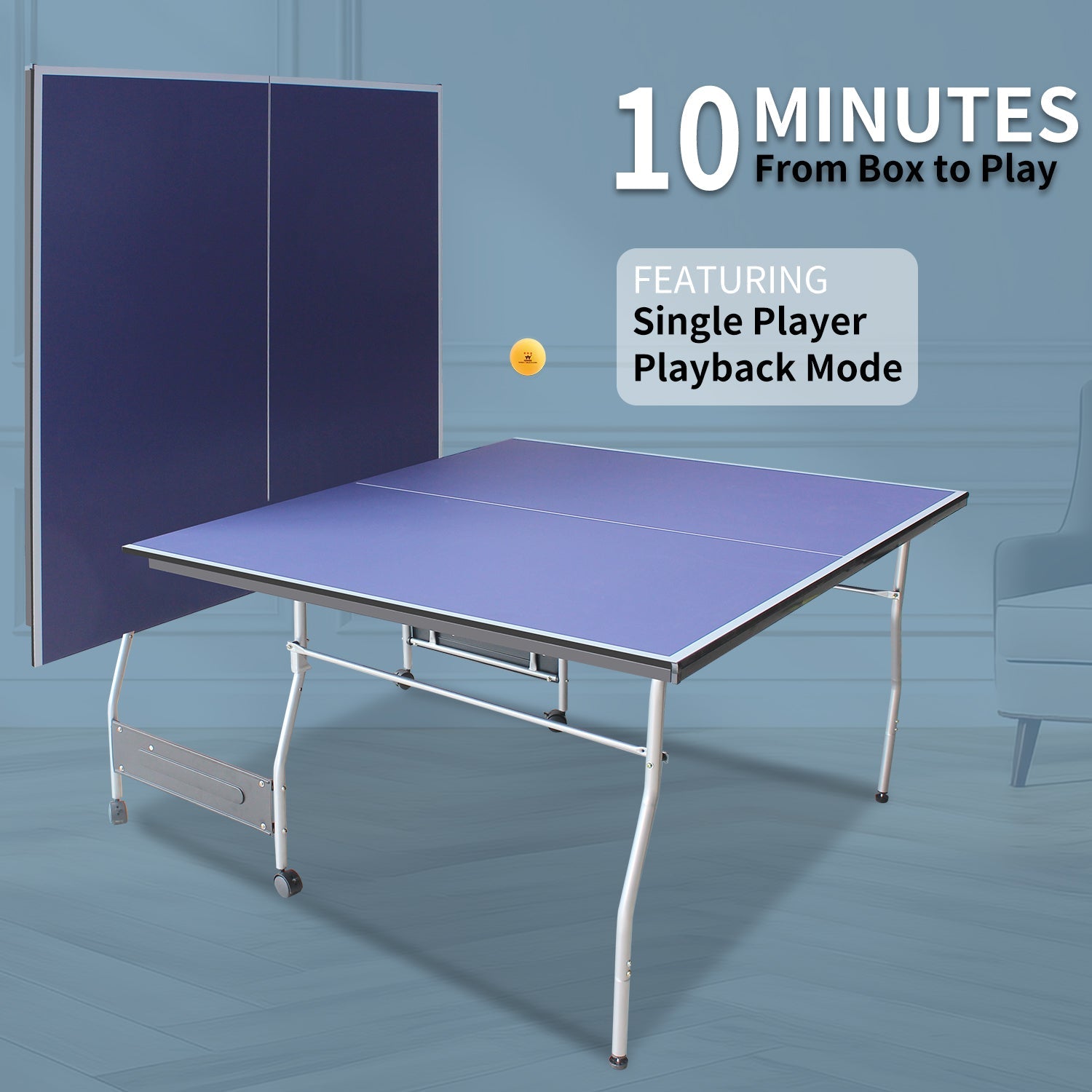 8 - foot collapsible medium - sized ping - pong table with a net, 2 ping - pong paddles and 3 balls 88.19 lbs - KiKiUMi