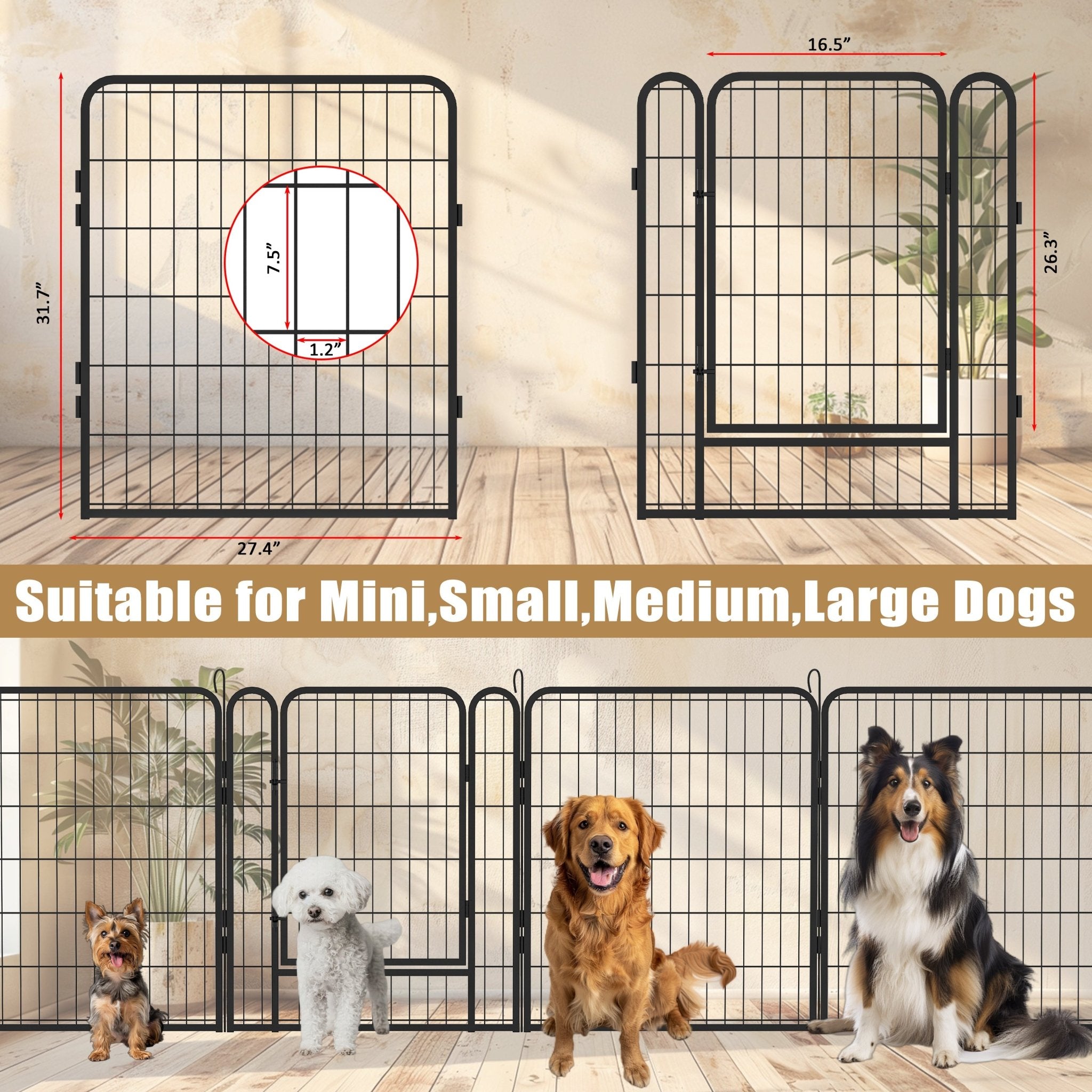 8 - plate heavy - duty metal pet enclosure 31.7' H - KiKiUMi