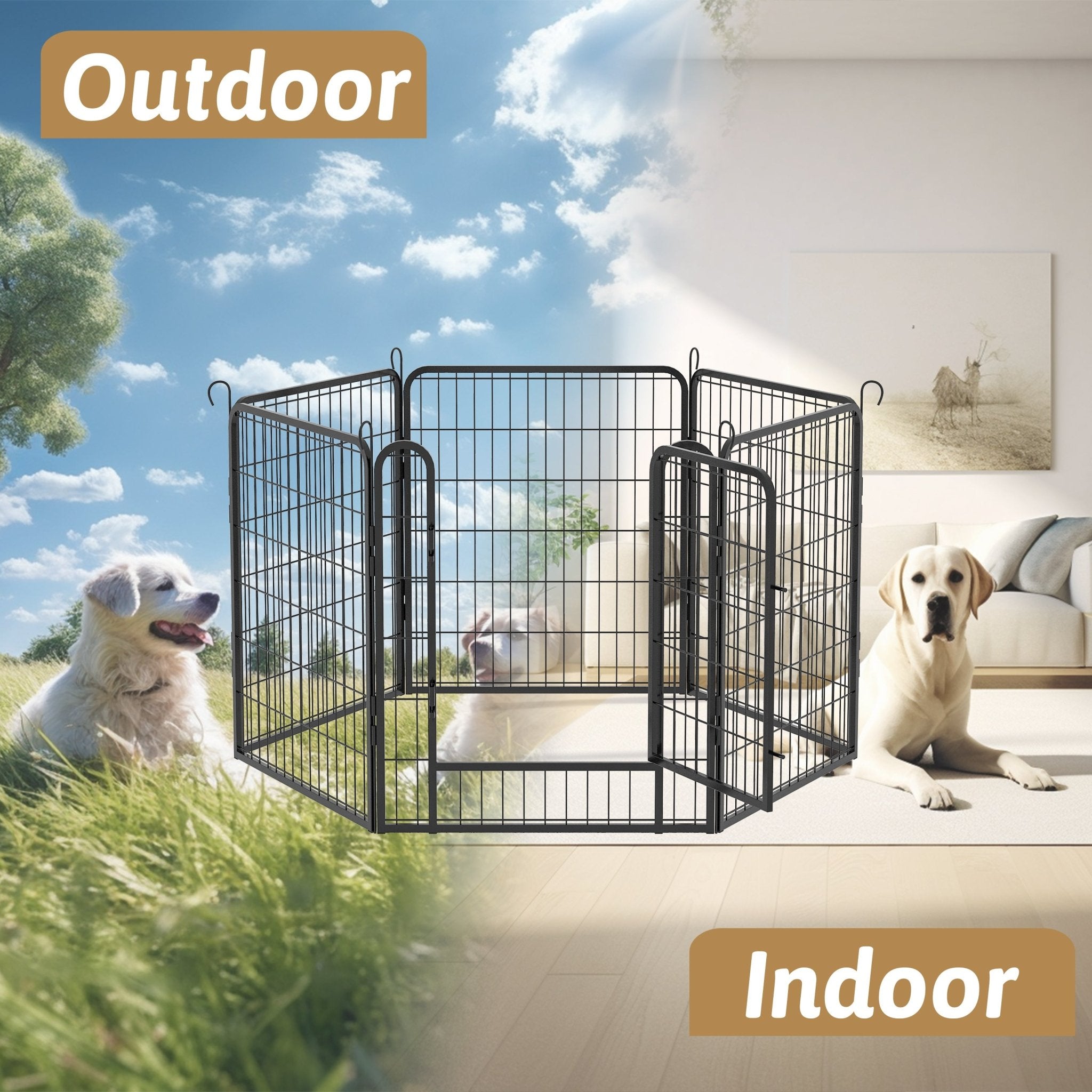 8 - plate heavy - duty metal pet enclosure 31.7' H - KiKiUMi